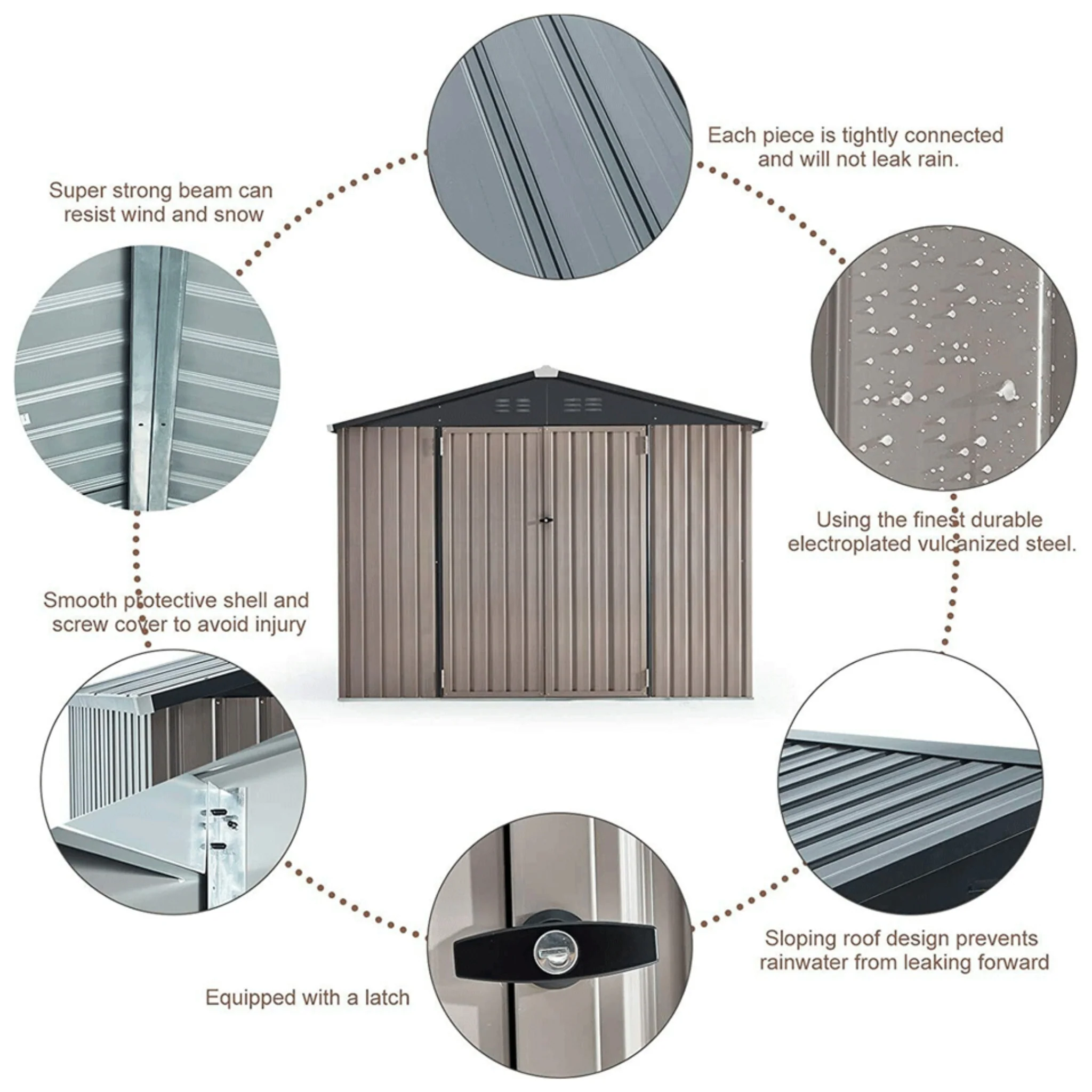 [06X08FT] Alora Large Outdoor Metal Hanover Storage Cabin House Shed (SAK94577) - Image 5
