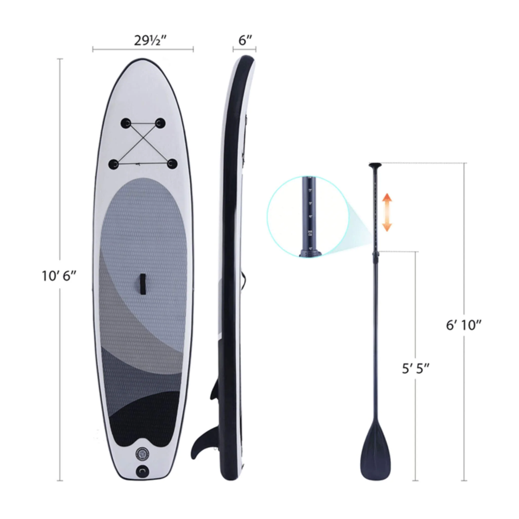 10FT Inflatable Blow Up SUP Paddle Board W/ Carrying Bag & Pump (SAK43678) - Image 6