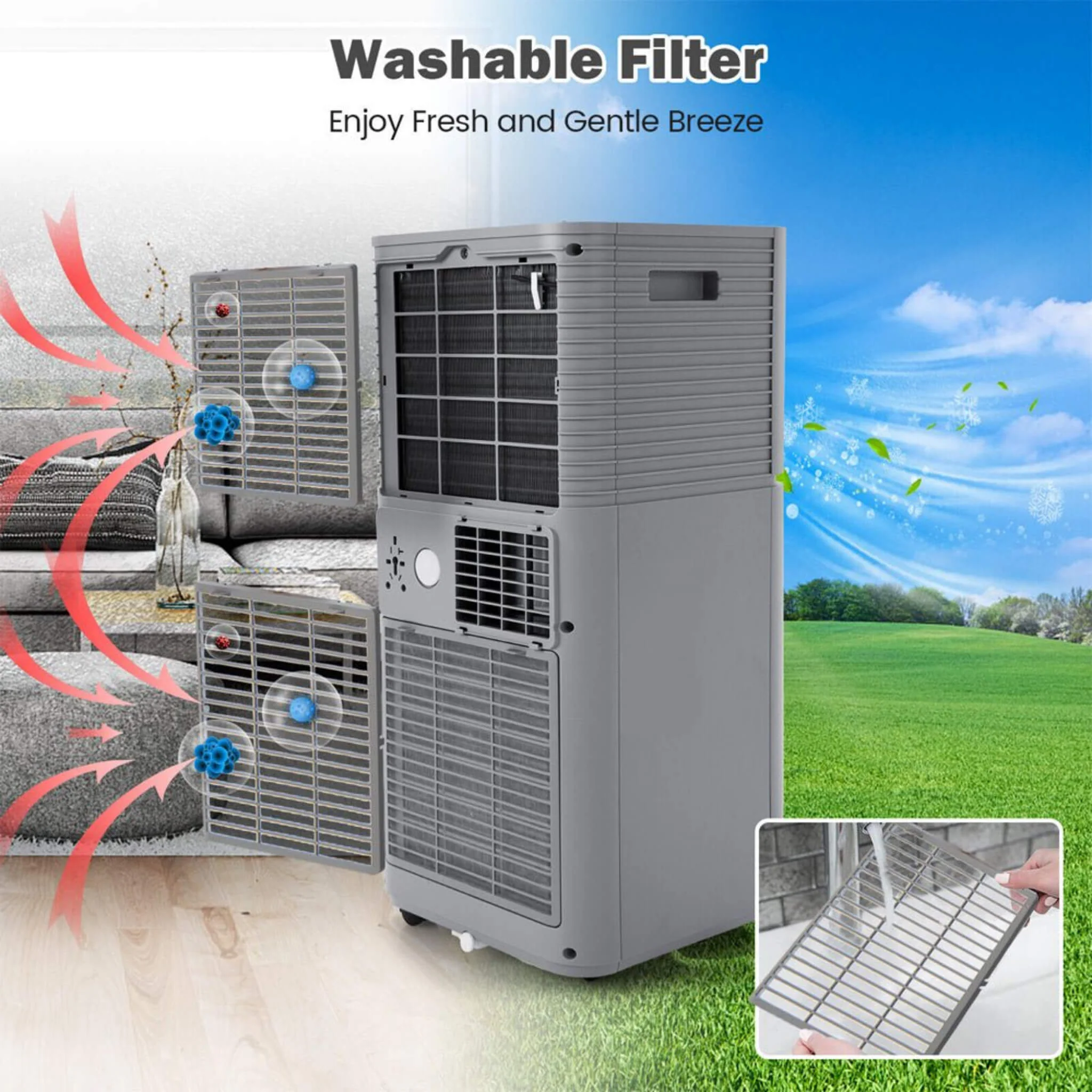 10K BTU Portable Room Air Conditioner Unit With Dehumidifier And Fan Mode (SAK30782) - Image 9