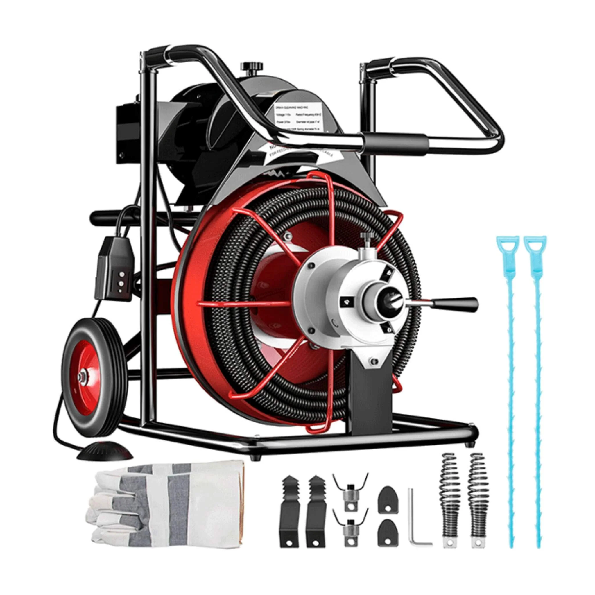 [100FTX3/8"] Electric Sewer Drain Cleaner Snake Clog Machine W/ Cutter (SAK53785) - Image 14