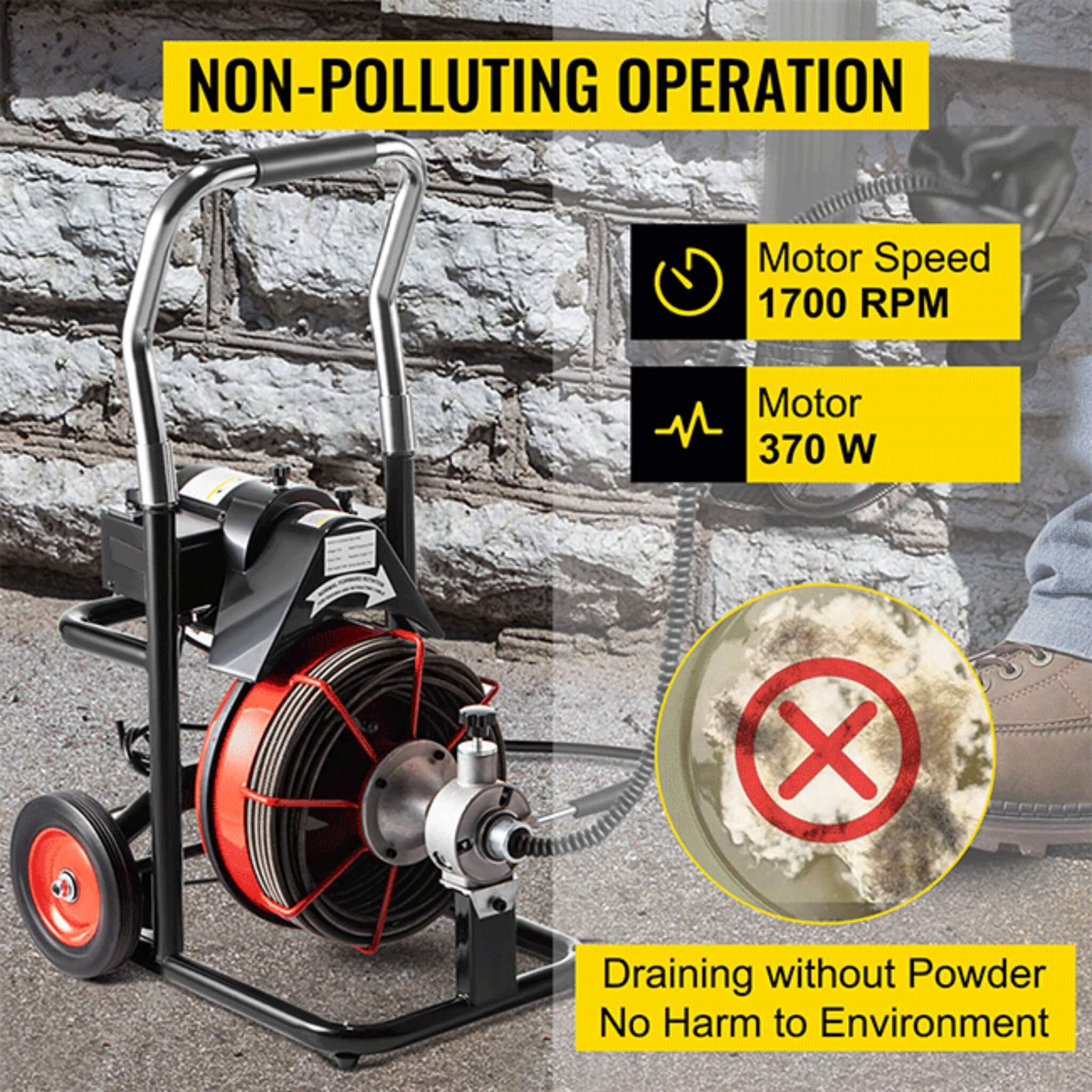 [100FTX3/8"] Electric Sewer Drain Cleaner Snake Clog Machine W/ Cutter (SAK53785) - Image 8