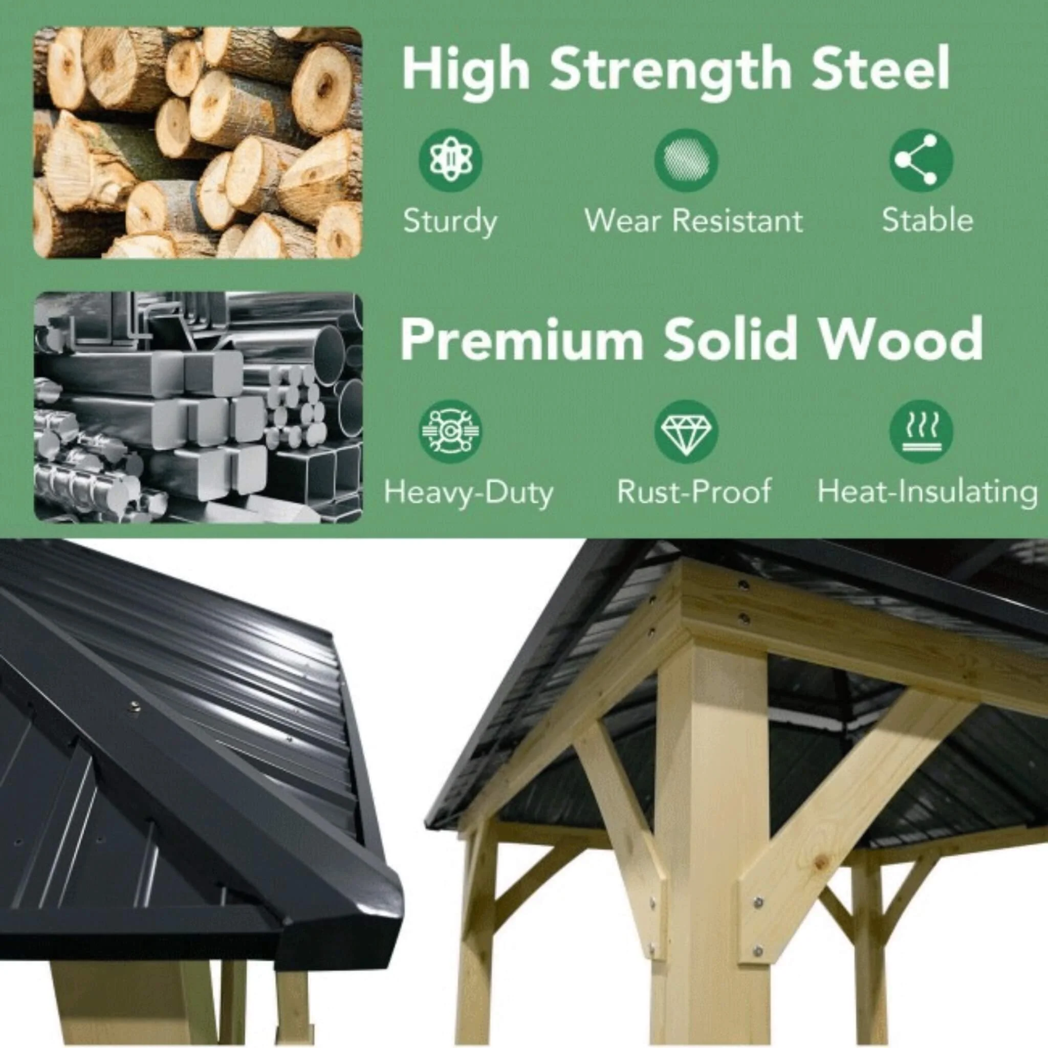 [10X10FT] Alora Premium Outdoor Patio Hardtop Gazebo W/ Double Steel Roof (SAK01291) - Image 11