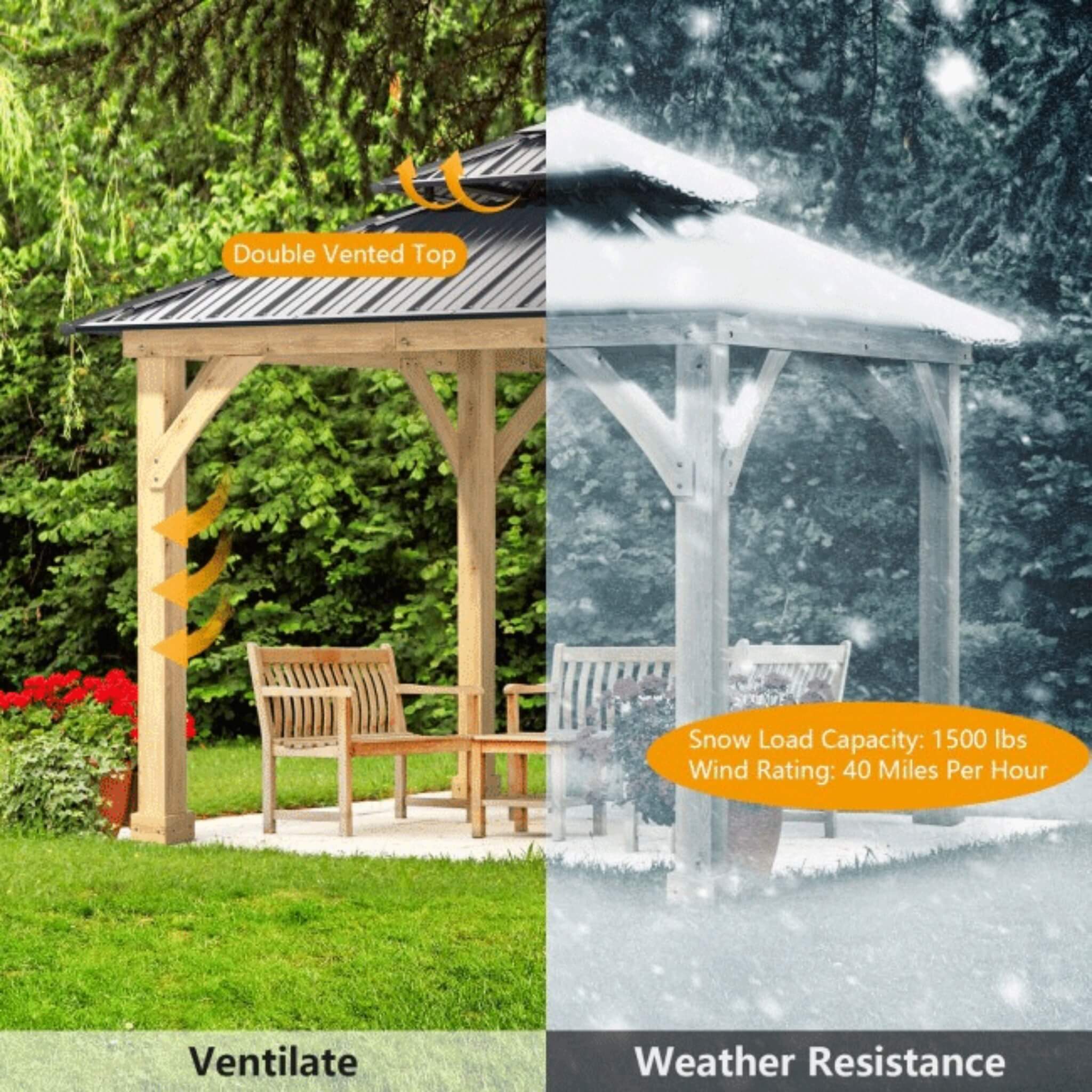 [10X10FT] Alora Premium Outdoor Patio Hardtop Gazebo W/ Double Steel Roof (SAK01291) - Image 13
