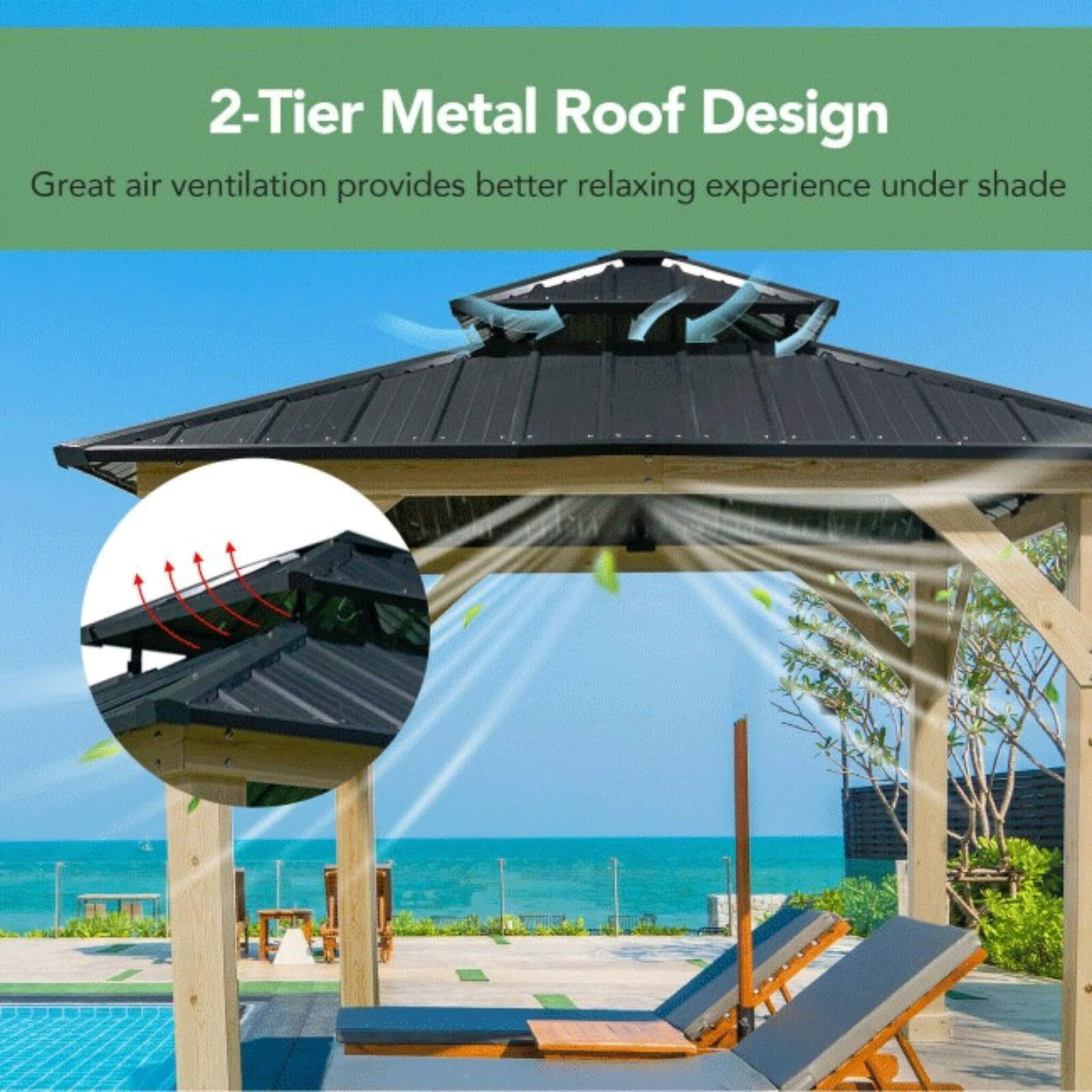 [10X10FT] Alora Premium Outdoor Patio Hardtop Gazebo W/ Double Steel Roof (SAK01291) - Image 8