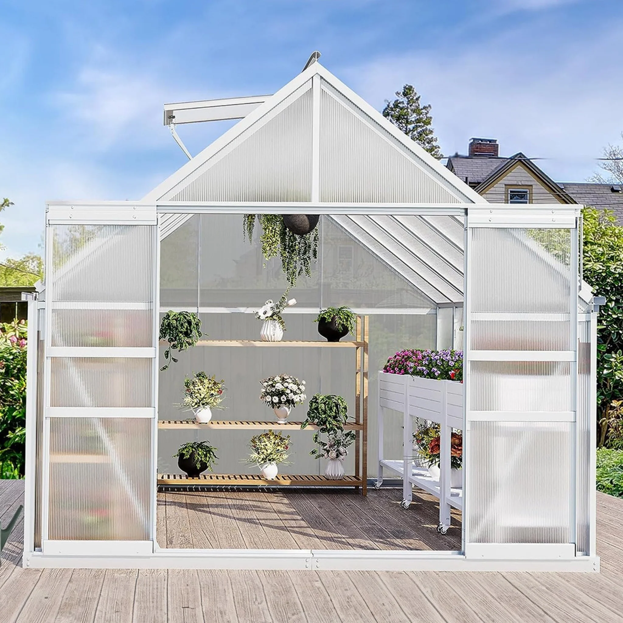 [10X12FT] Extra-Large Heavy-Duty Polycarbonate Aluminum Greenhouse With Sliding Doors And Vents (SAK74183) - Image 8