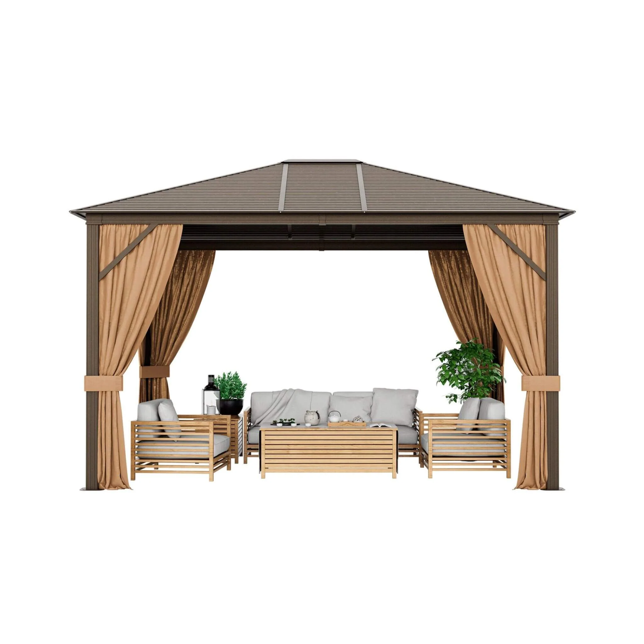 [10X12FT] Alora Premium Outdoor Hardtop Patio Gazebo W/ Galvanized Steel Top & Aluminum Frame (SAK74065) - Image 4
