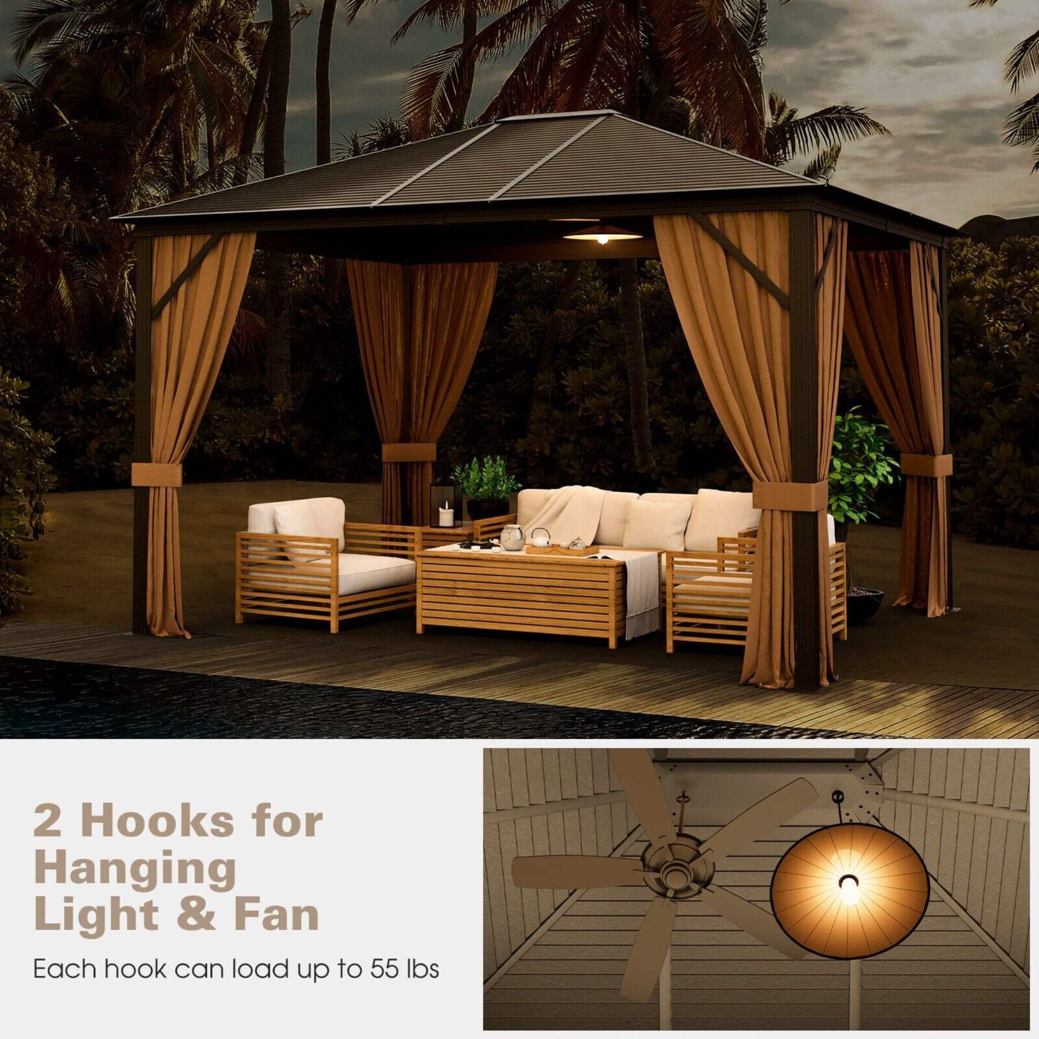 [10X12FT] Alora Premium Outdoor Hardtop Patio Gazebo W/ Galvanized Steel Top & Aluminum Frame (SAK74065) - Image 5