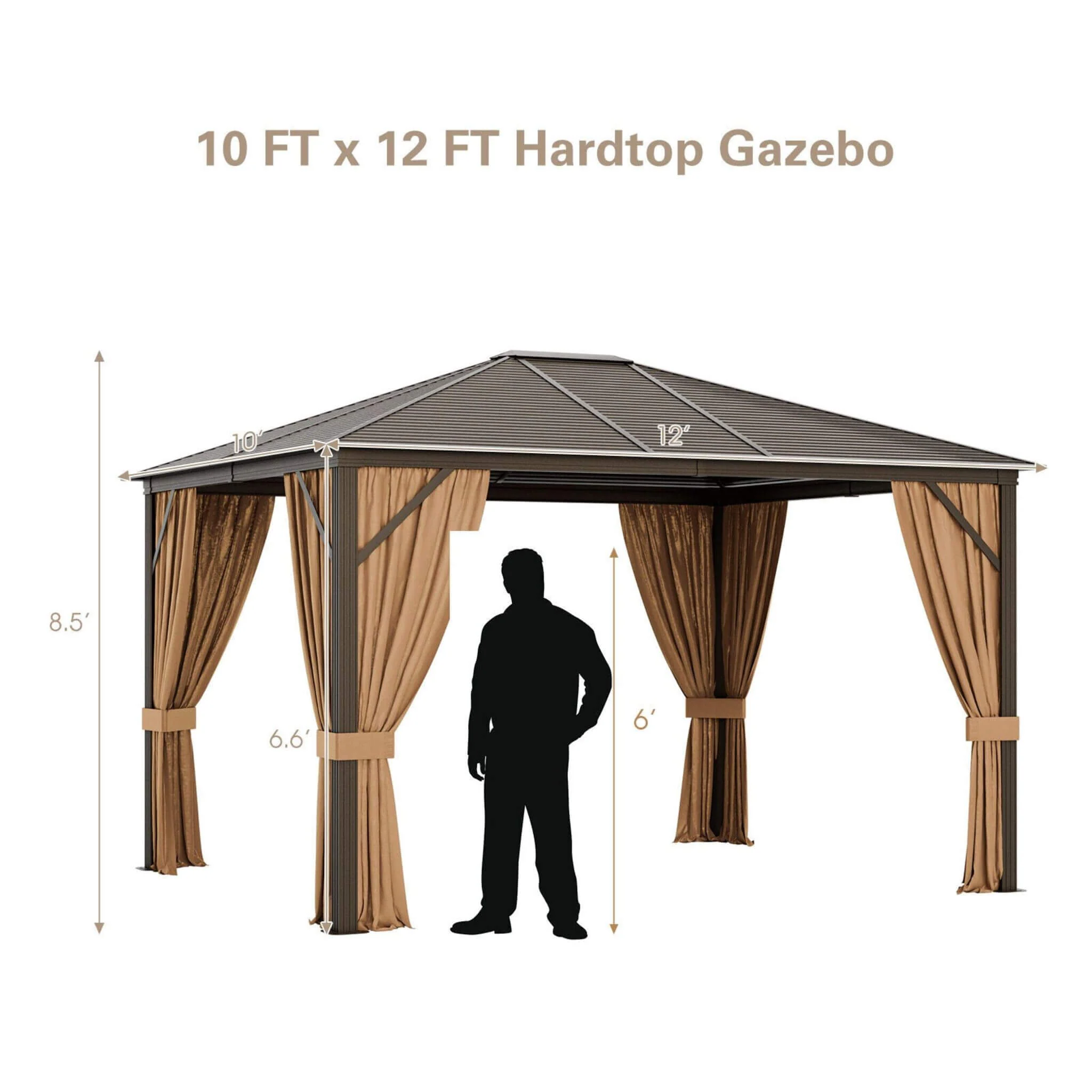 [10X12FT] Alora Premium Outdoor Hardtop Patio Gazebo W/ Galvanized Steel Top & Aluminum Frame (SAK74065) - Image 9