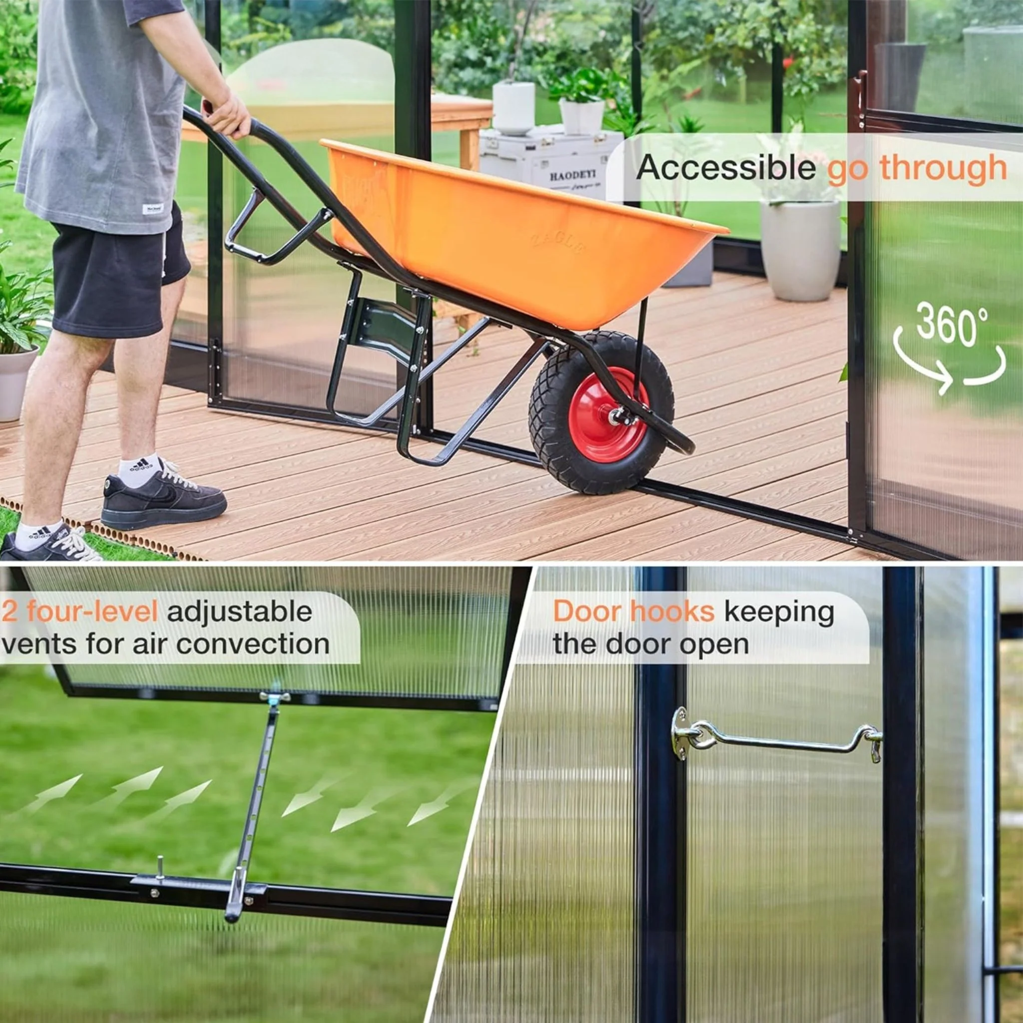 [10X14FT] Premium Outdoor Polycarbonate Greenhouse With Aluminum Frame And Double Swing Doors (SAK23168) - Image 6