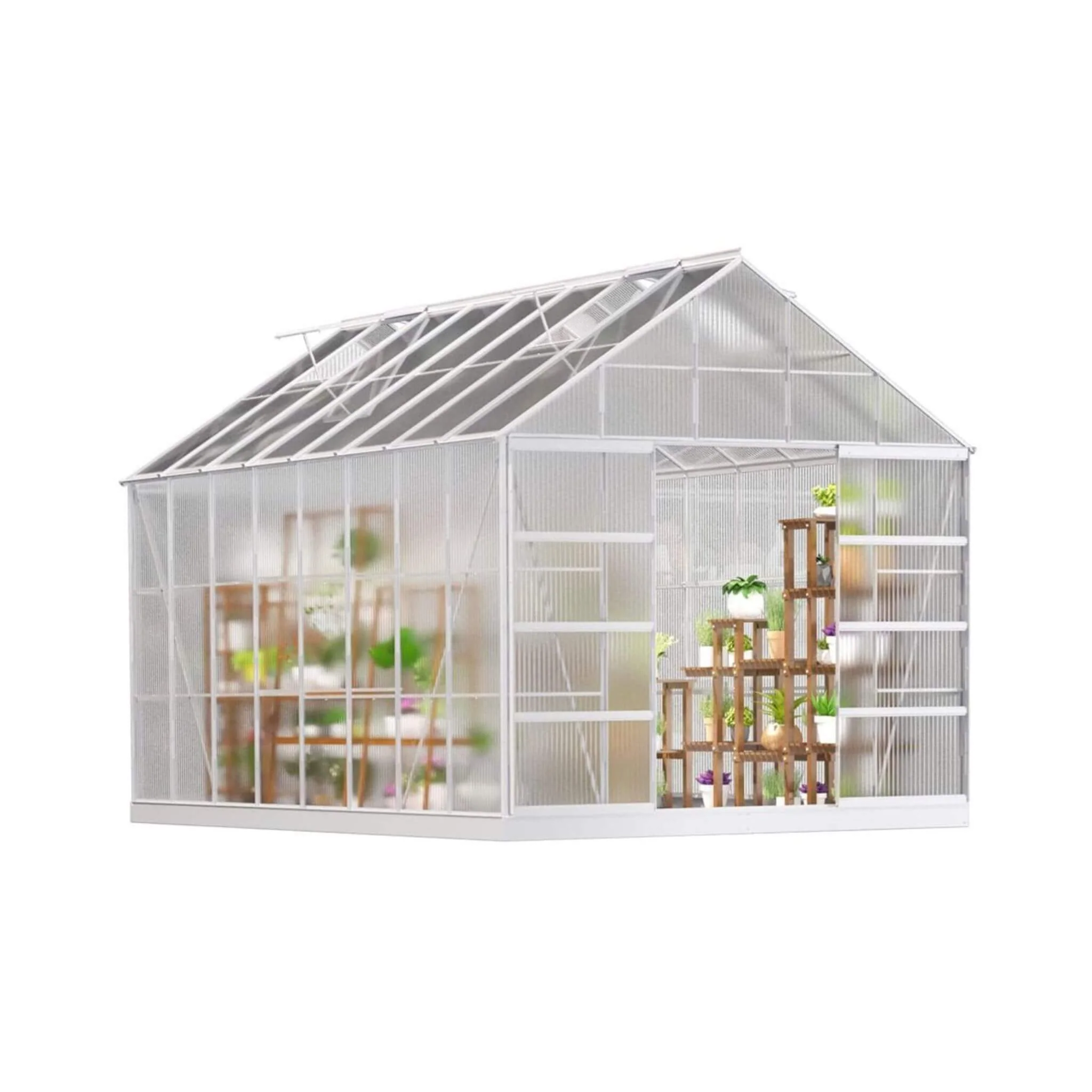 [10X16FT] Extra Large Heavy-Duty Backyard Polycarbonate Aluminum Greenhouse With Sliding Doors And Vents (SAK97526) - Image 4