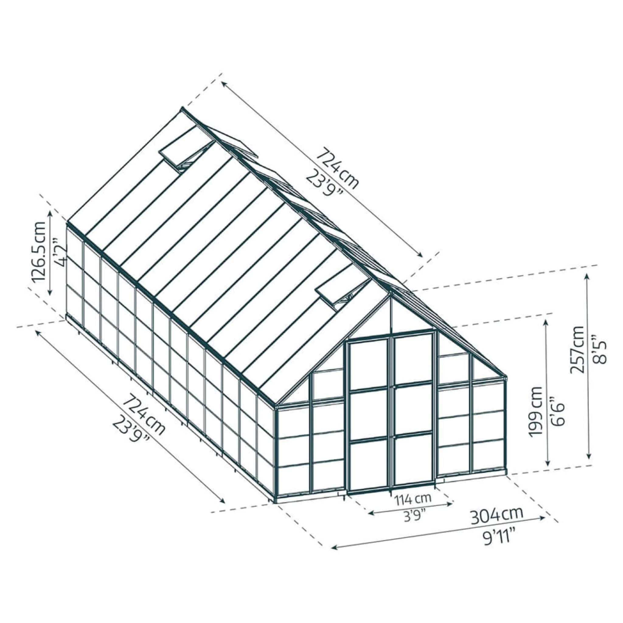 [10X24FT] Premium Heavy-Duty Polycarbonate Walk-In Greenhouse W/ Aluminum Frame & Built-In Gutter System (SAK58472) - Image 7