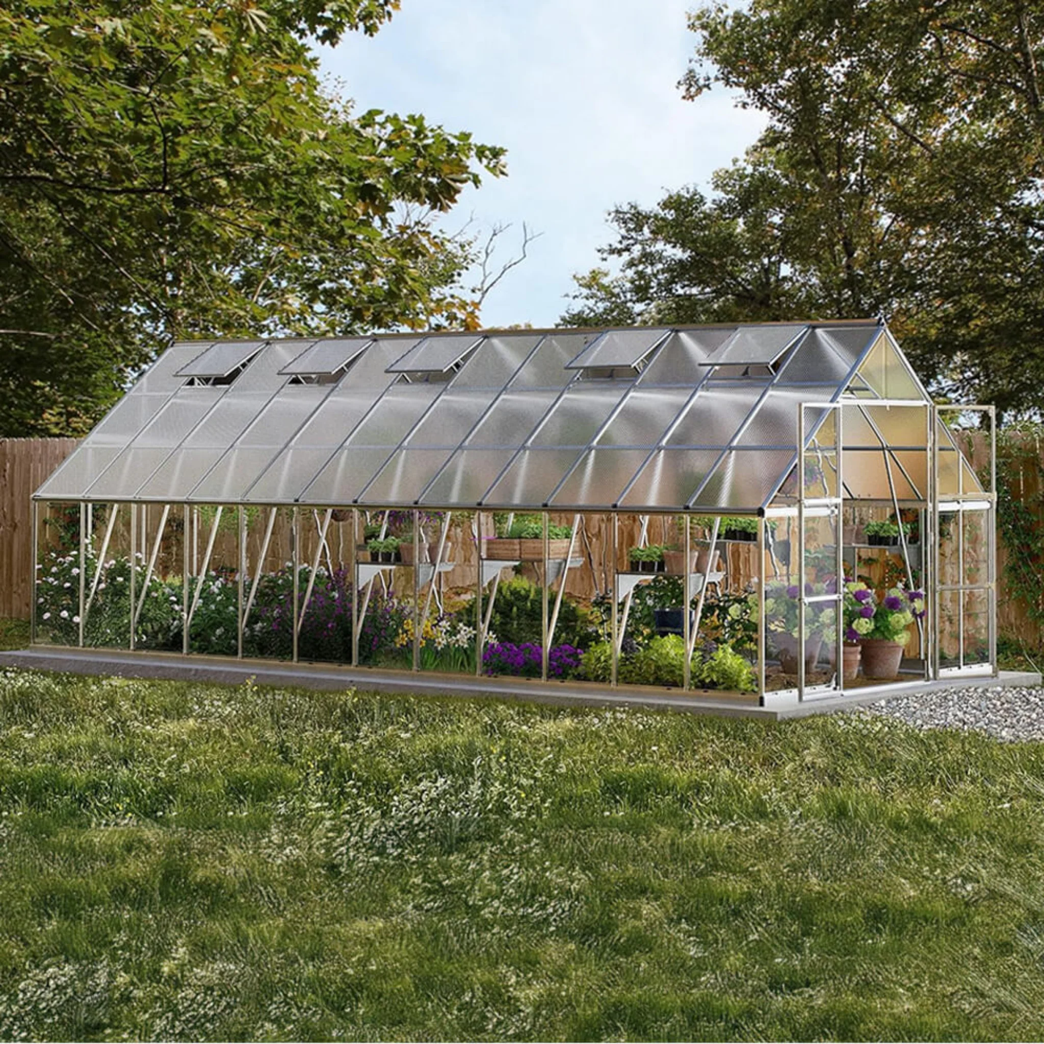 [10X24FT] Premium Heavy-Duty Polycarbonate Walk-In Greenhouse W/ Aluminum Frame & Built-In Gutter System (SAK58472) - Image 8