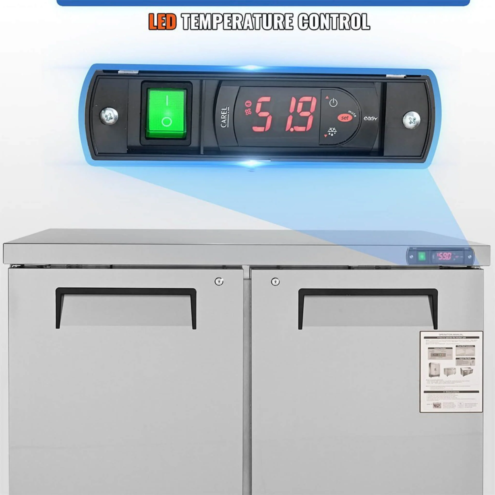 12.9 Cu.Ft 2-Door 48-Inch Commercial Stainless Steel Worktop Undercounter Refrigerator (SAK26049) - Image 10