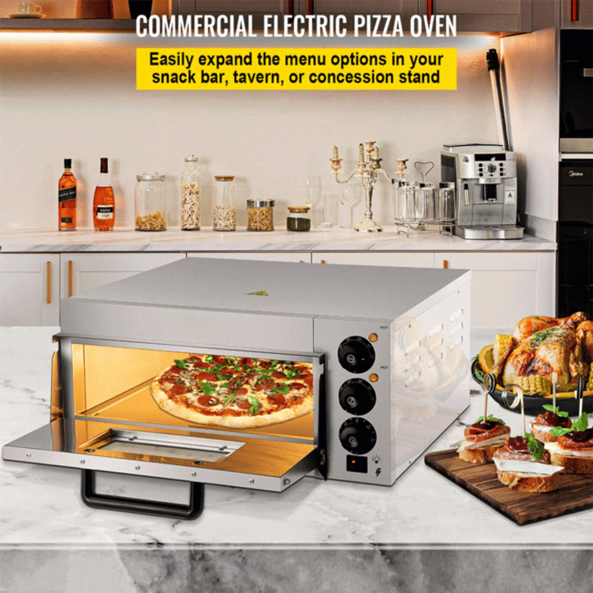 14-Inch Electric Single Deck Countertop Commercial Pizza Oven (SAK92582) - Image 11
