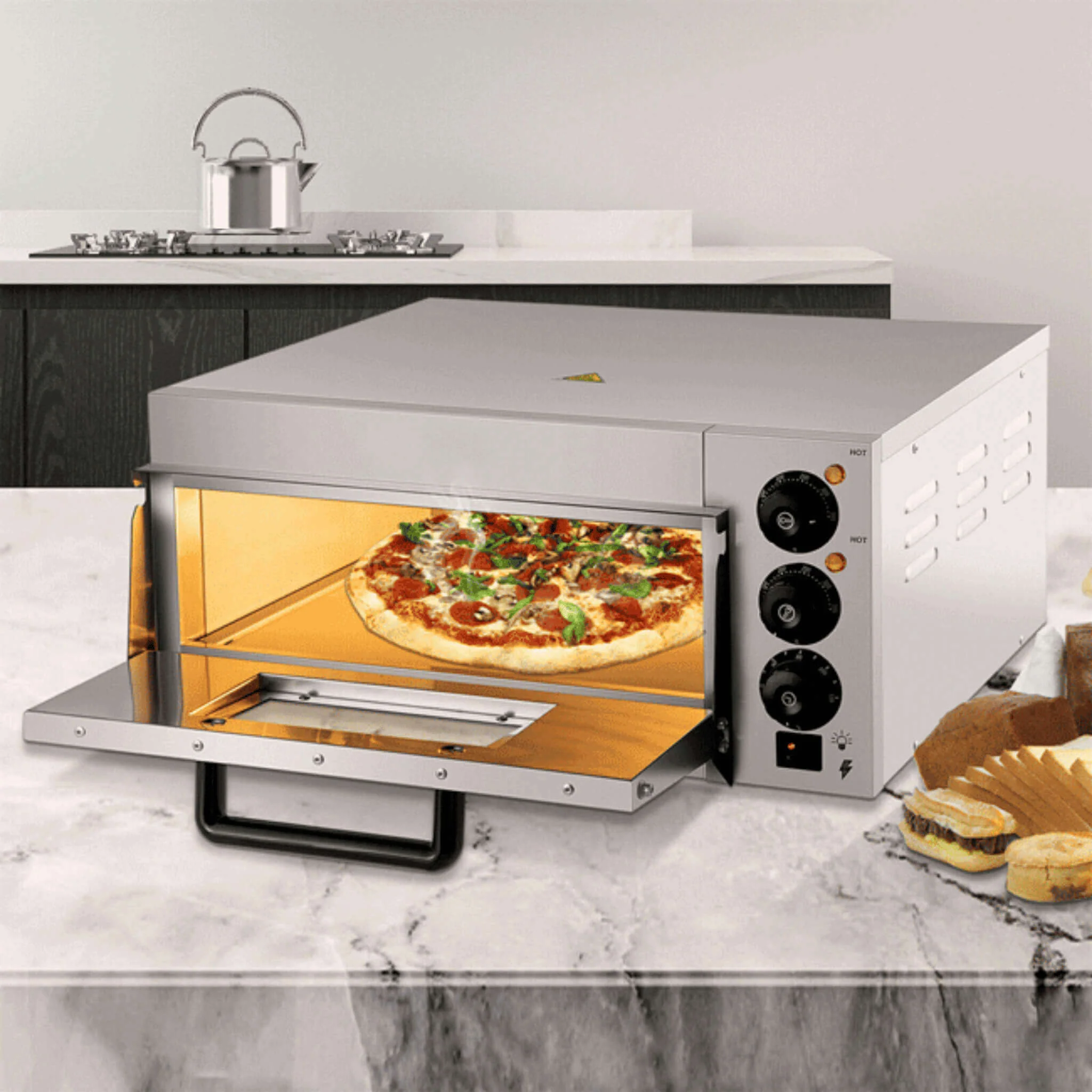 14-Inch Electric Single Deck Countertop Commercial Pizza Oven (SAK92582) - Image 7