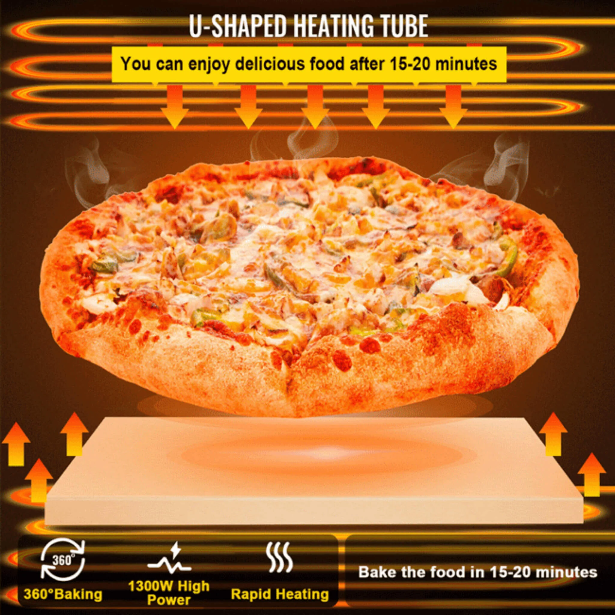14-Inch Electric Single Deck Countertop Commercial Pizza Oven (SAK92582) - Image 9