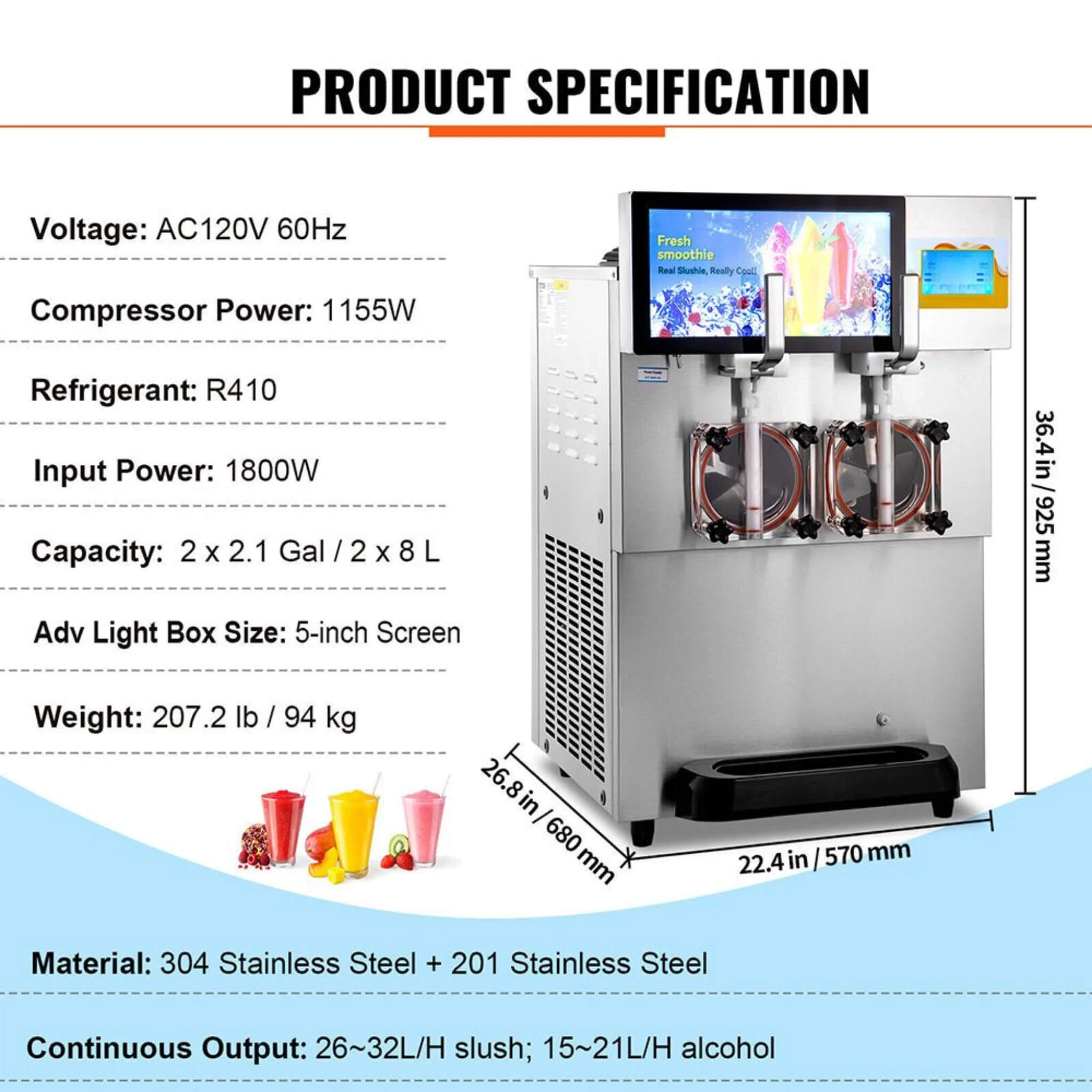 Commercial 16L 1155W Double Frozen Margarita Ice Slushie Drink Maker Machine (SAK95281) - Image 10