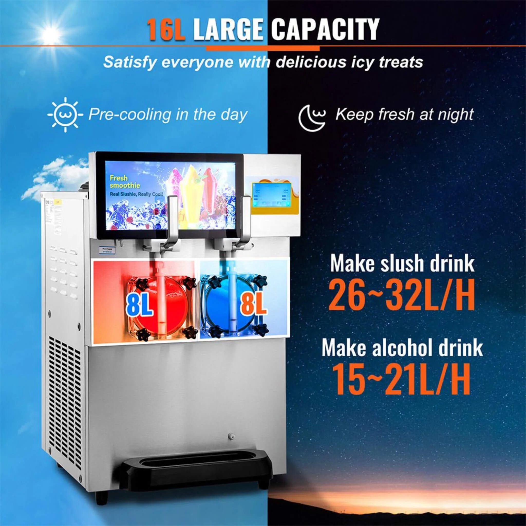 Commercial 16L 1155W Double Frozen Margarita Ice Slushie Drink Maker Machine (SAK95281) - Image 4