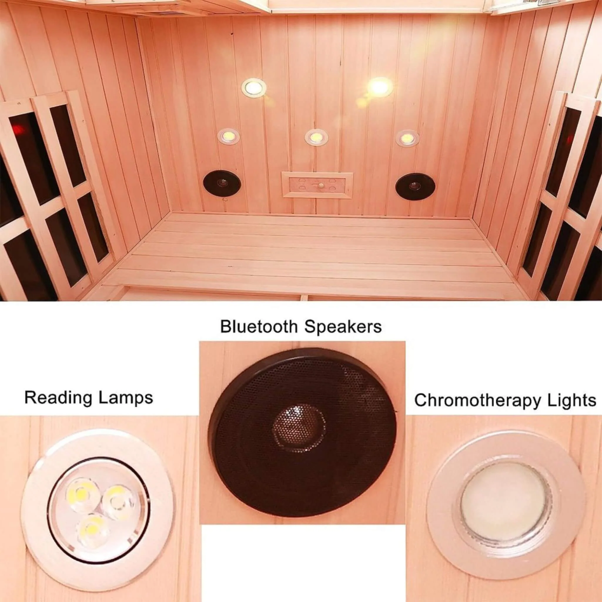 Thermora Orien Premium 2-Person Low EMF FAR-Infrared Heat Wood Home Personal Spa Sauna With Ceramic Heaters, 1760W (SAK25714) - Image 5
