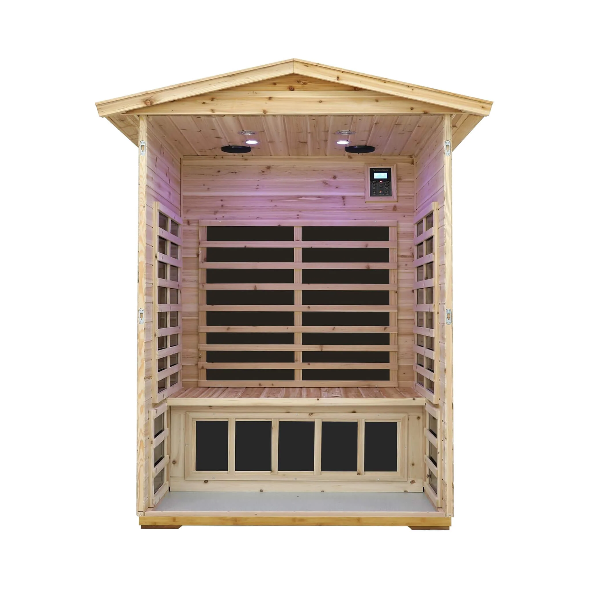 Thermora Vexa Luxury 2-Person Outdoor Low EMF Hemlock Infrared Sauna With Bluetooth And Chromotherapy Light (SAK97318) - Image 3