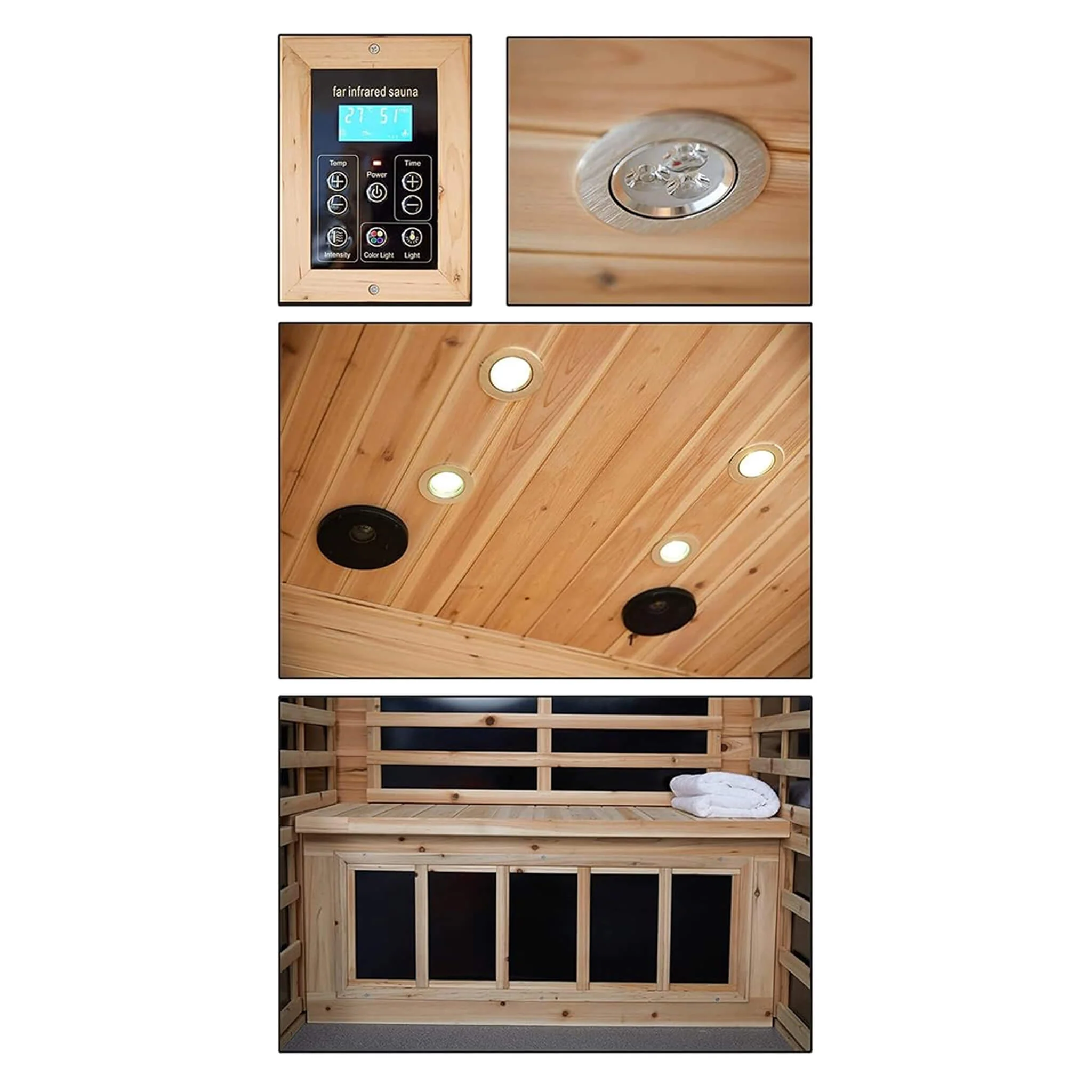 Thermora Vexa Luxury 2-Person Outdoor Low EMF Hemlock Infrared Sauna With Bluetooth And Chromotherapy Light (SAK97318) - Image 5