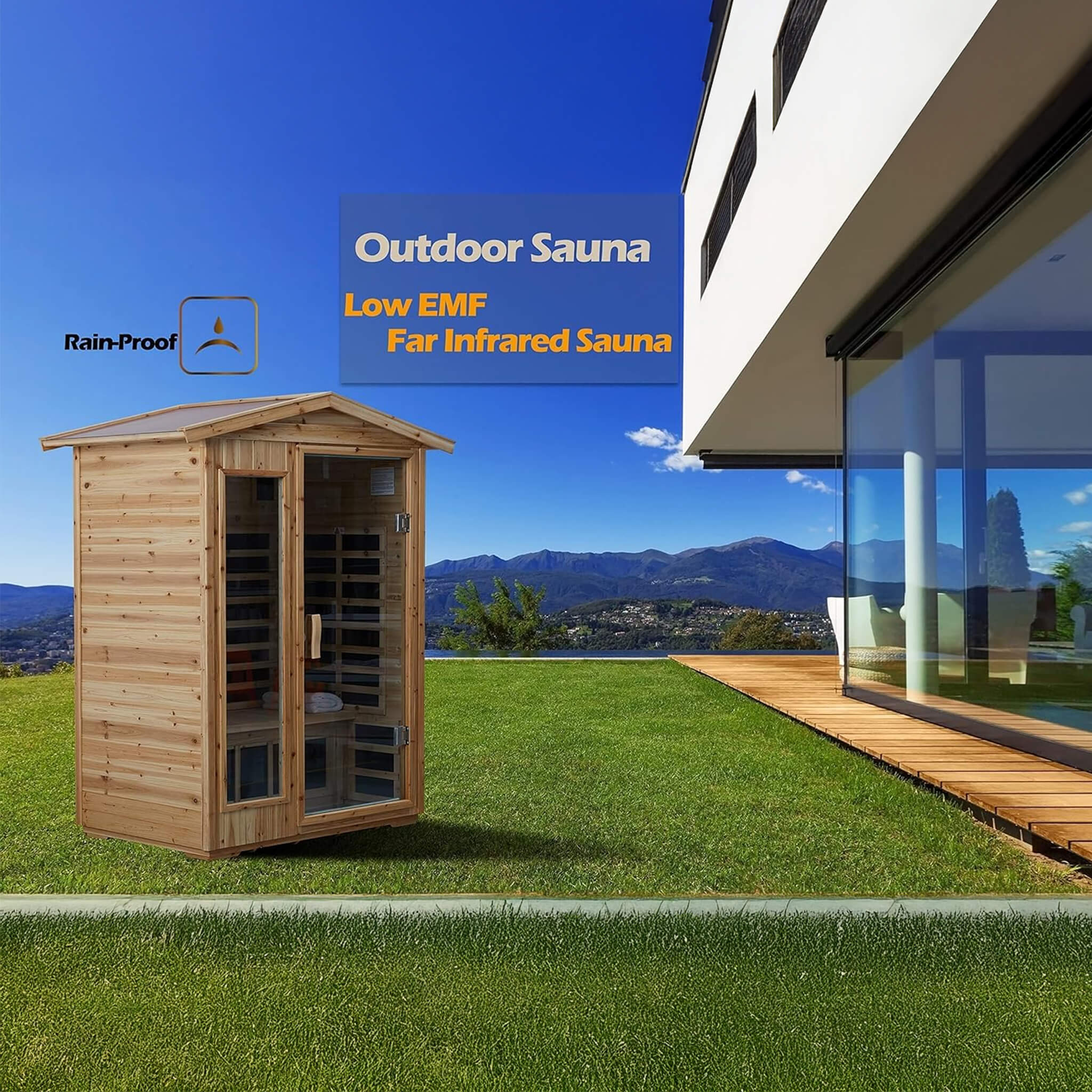 Thermora Vexa Luxury 2-Person Outdoor Low EMF Hemlock Infrared Sauna With Bluetooth And Chromotherapy Light (SAK97318) - Image 6