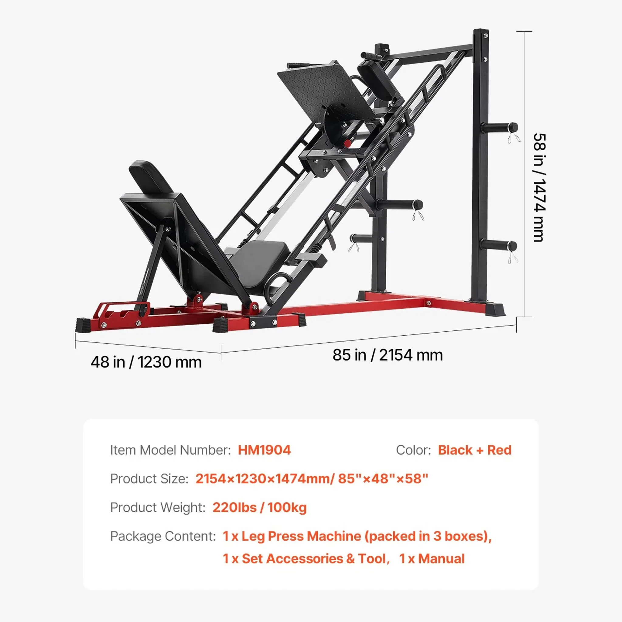 Rovix 2000LBS Adjustable Leg Press And Hack Squat Machine For Home Gym Workouts (SAK53148) - Image 13