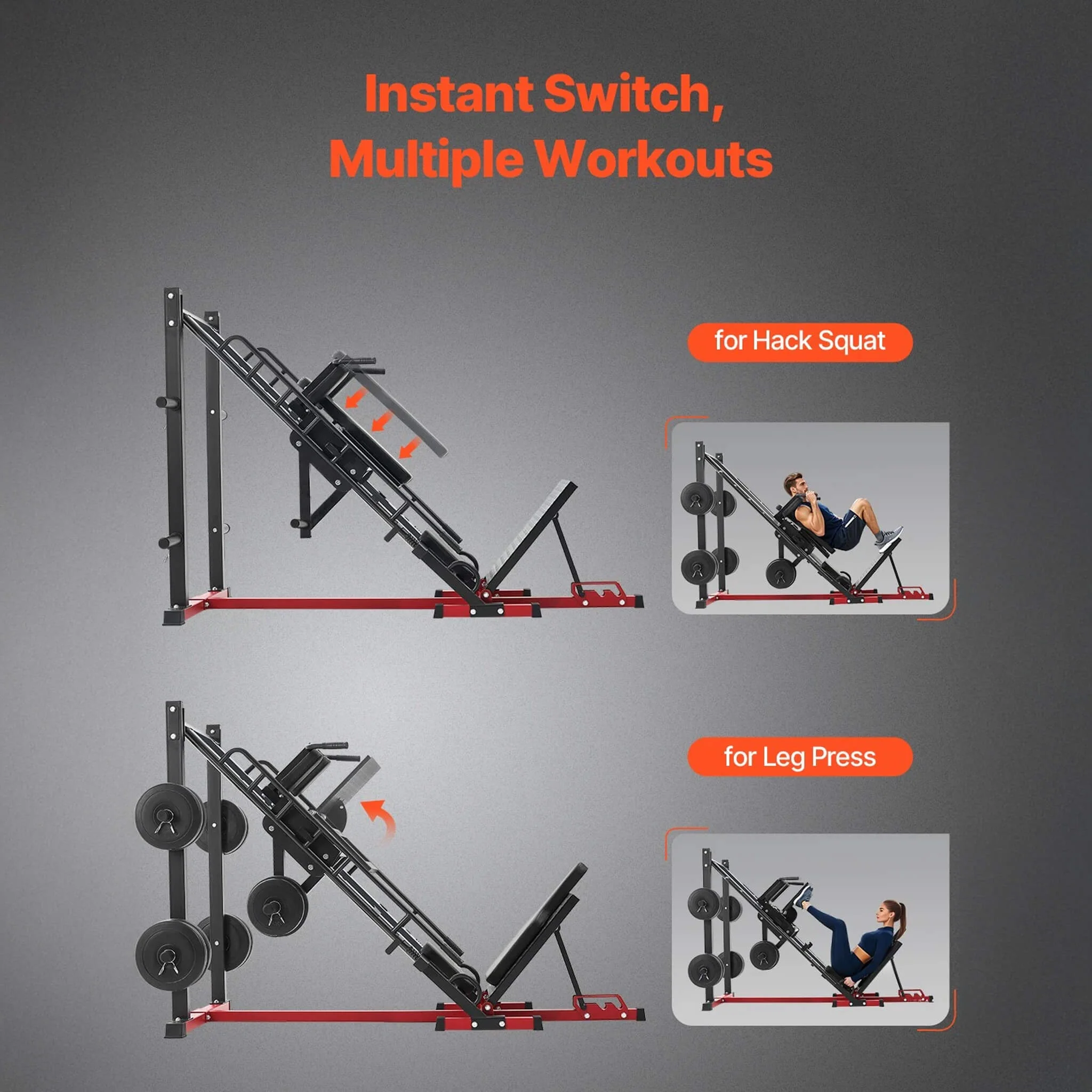 Rovix 2000LBS Adjustable Leg Press And Hack Squat Machine For Home Gym Workouts (SAK53148) - Image 6