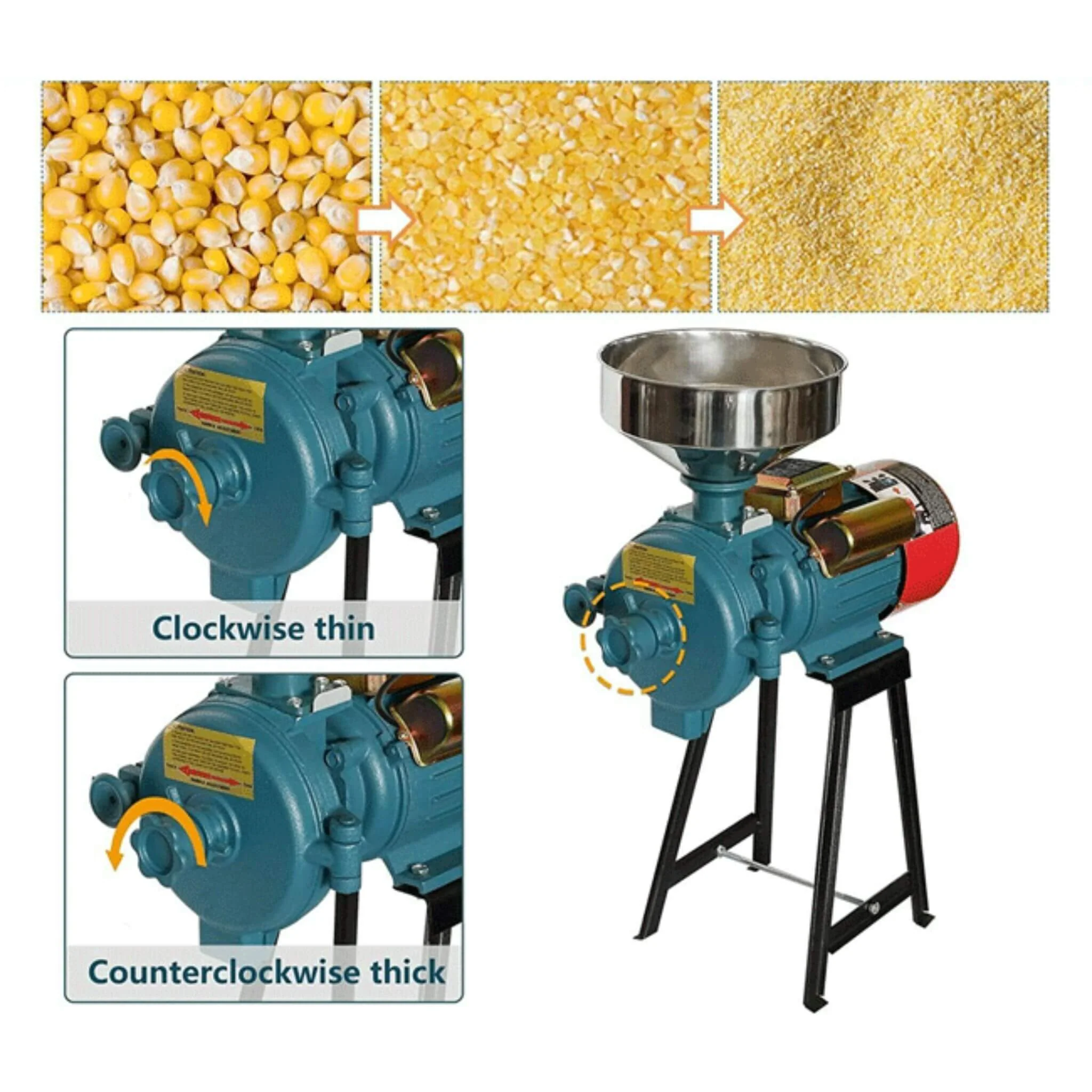 3000W Commercial Electric Dry Corn Wheat Grain Mill Grinder (SAK91135) - Image 3