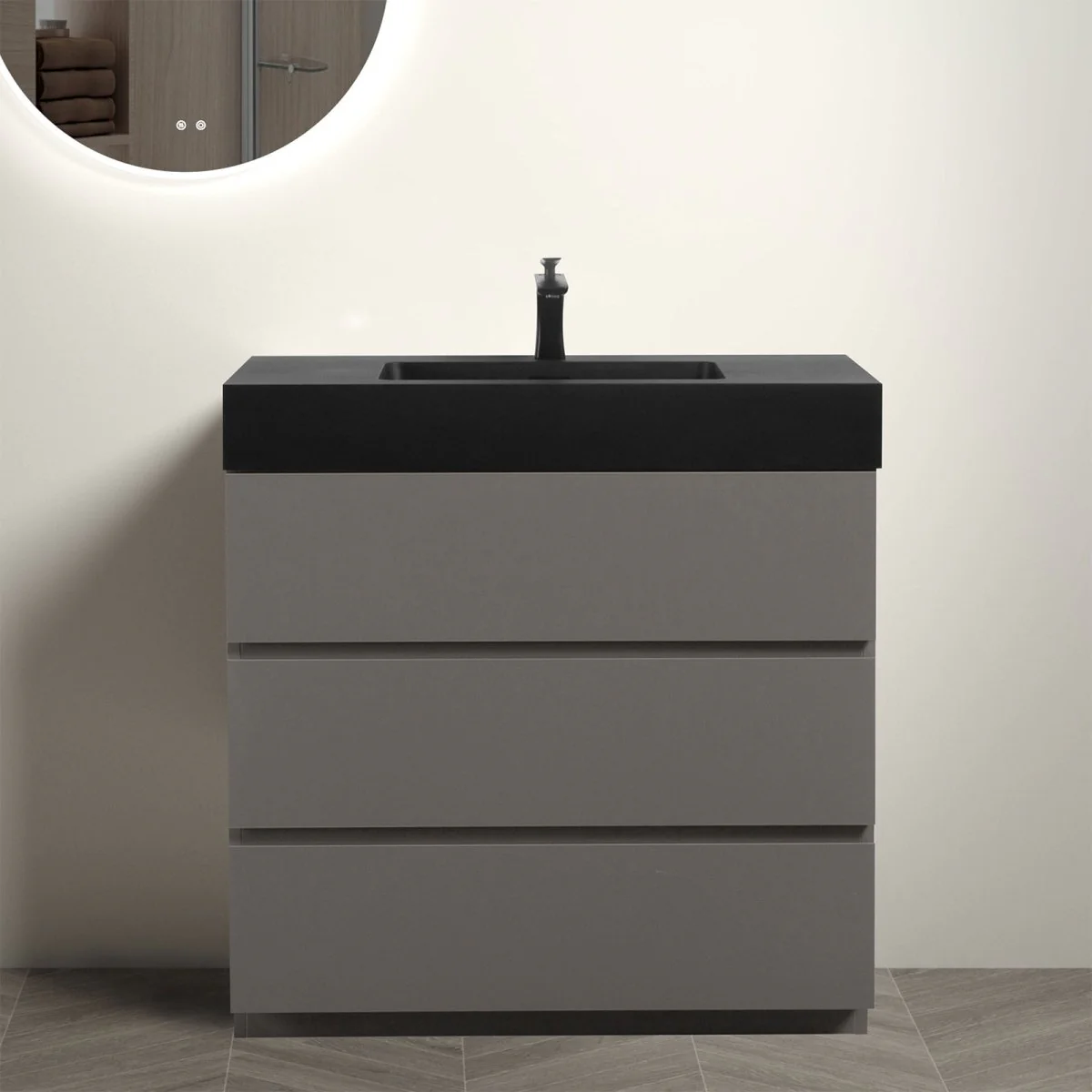 Nuvia 36-Inch Premium Modern Freestanding One-Piece Bathroom Vanity Set Without Drain And Faucet (SAK71364) - Image 5