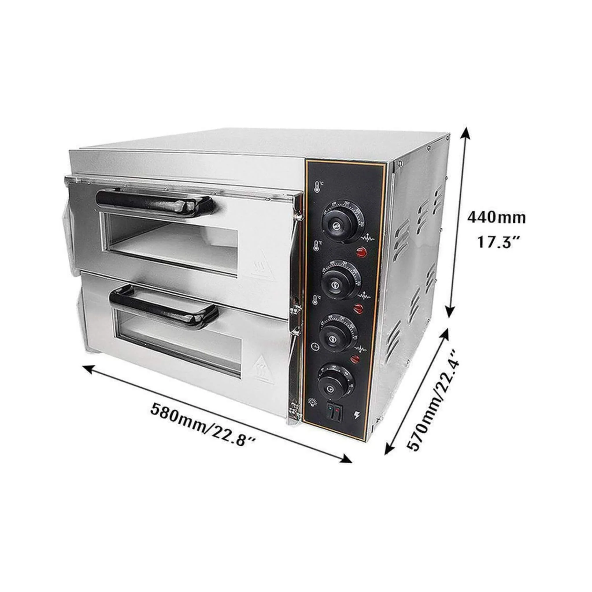 Heavy-Duty 3KW Electric Commercial Stainless Steel Double Deck Pizza Oven (SAK81427) - Image 10