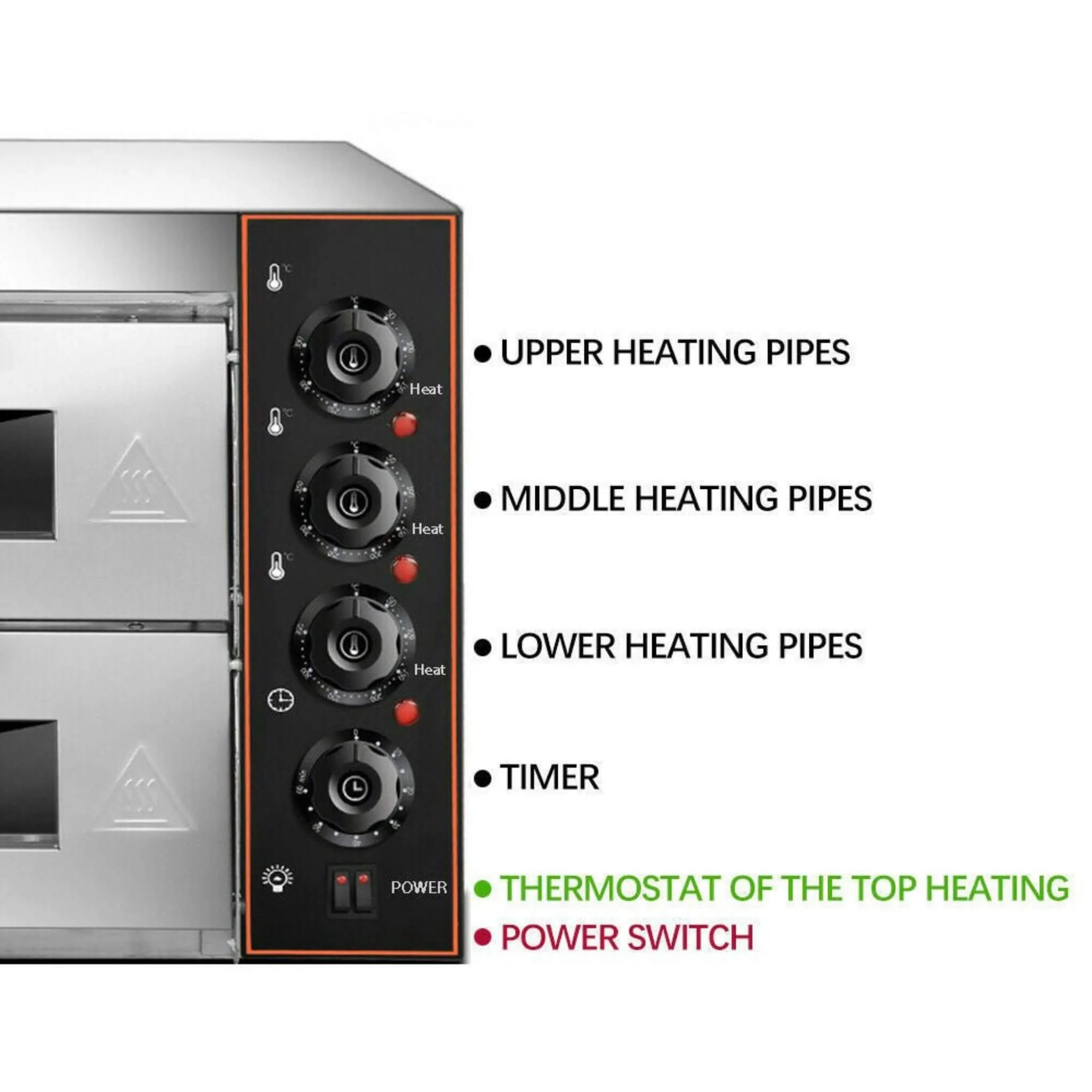 Heavy-Duty 3KW Electric Commercial Stainless Steel Double Deck Pizza Oven (SAK81427) - Image 4