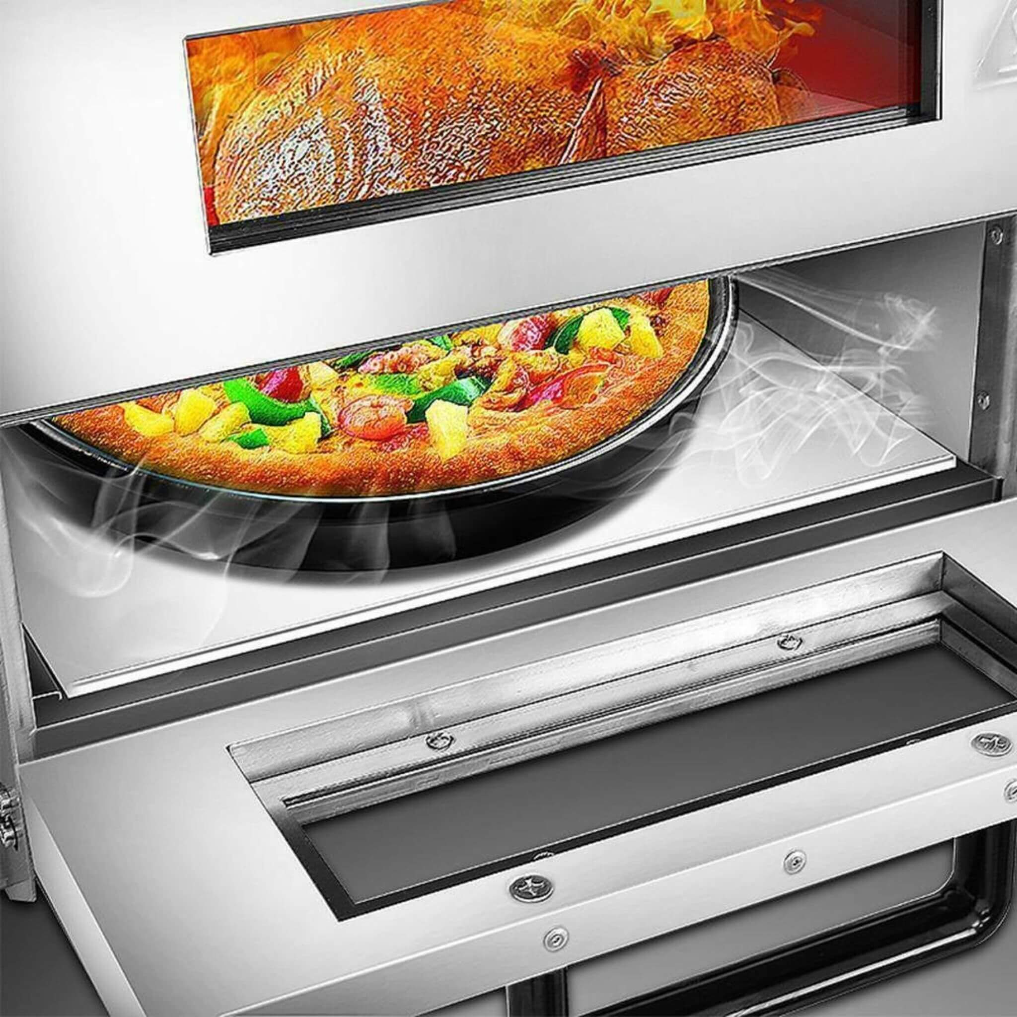 Heavy-Duty 3KW Electric Commercial Stainless Steel Double Deck Pizza Oven (SAK81427) - Image 9
