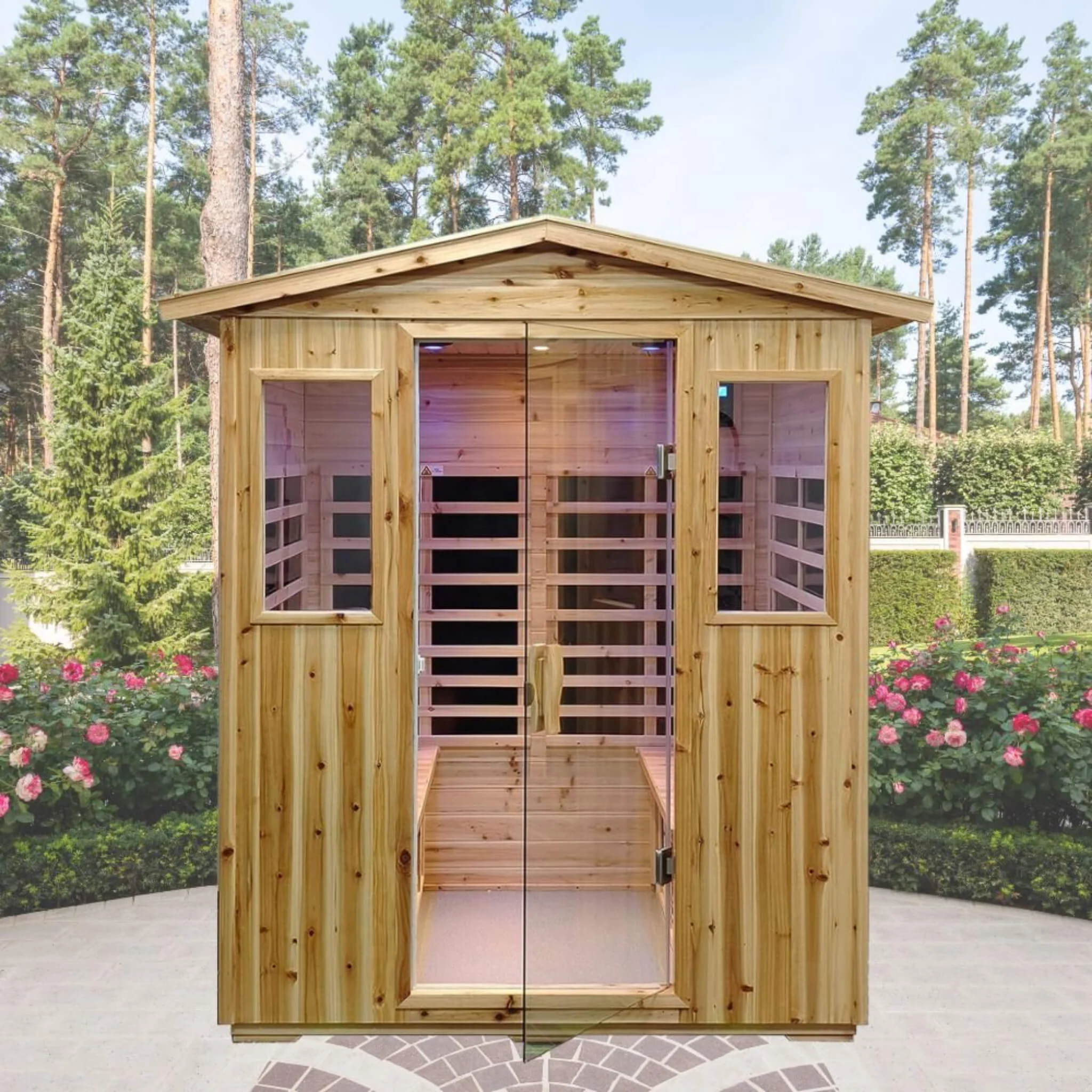 Thermora Deluxe 4-Person Outdoor Infrared Hemlock Sauna With Bluetooth Speakers & LED Lighting (SAK96371) - Image 7