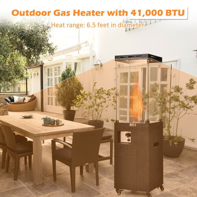 41K BTU Outdoor Propane Gas Patio Heater W/ Lockable Wheels (SAK98052) - Image 3
