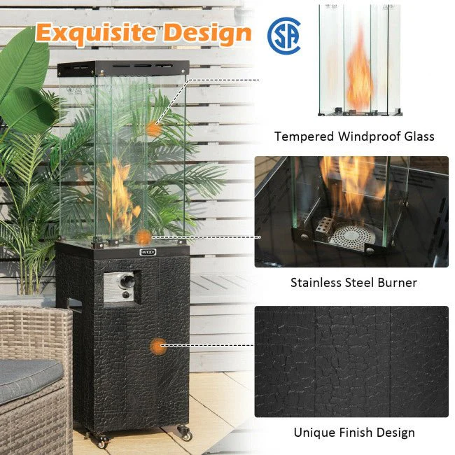 41K BTU Outdoor Propane Gas Patio Heater W/ Lockable Wheels (SAK98052) - Image 6