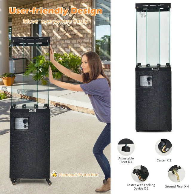 41K BTU Outdoor Propane Gas Patio Heater W/ Lockable Wheels (SAK98052) - Image 8