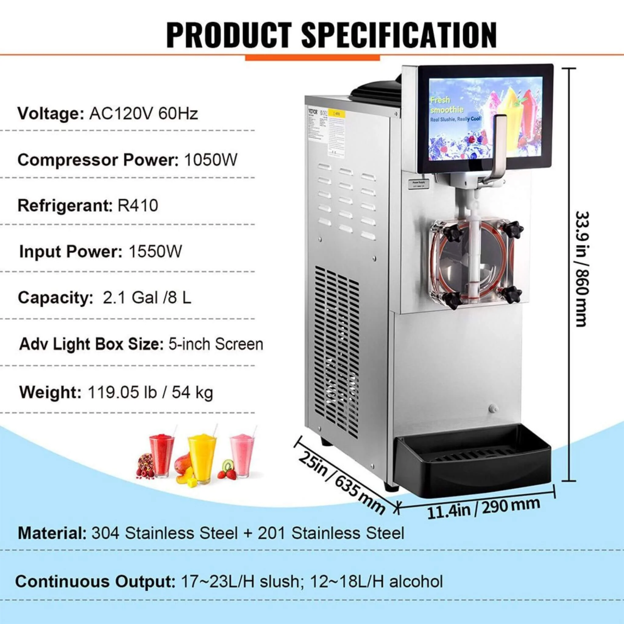 8L Commercial 1050W Single Frozen Margarita Ice Slushy Drink Maker Machine (SAK94026) - Image 12