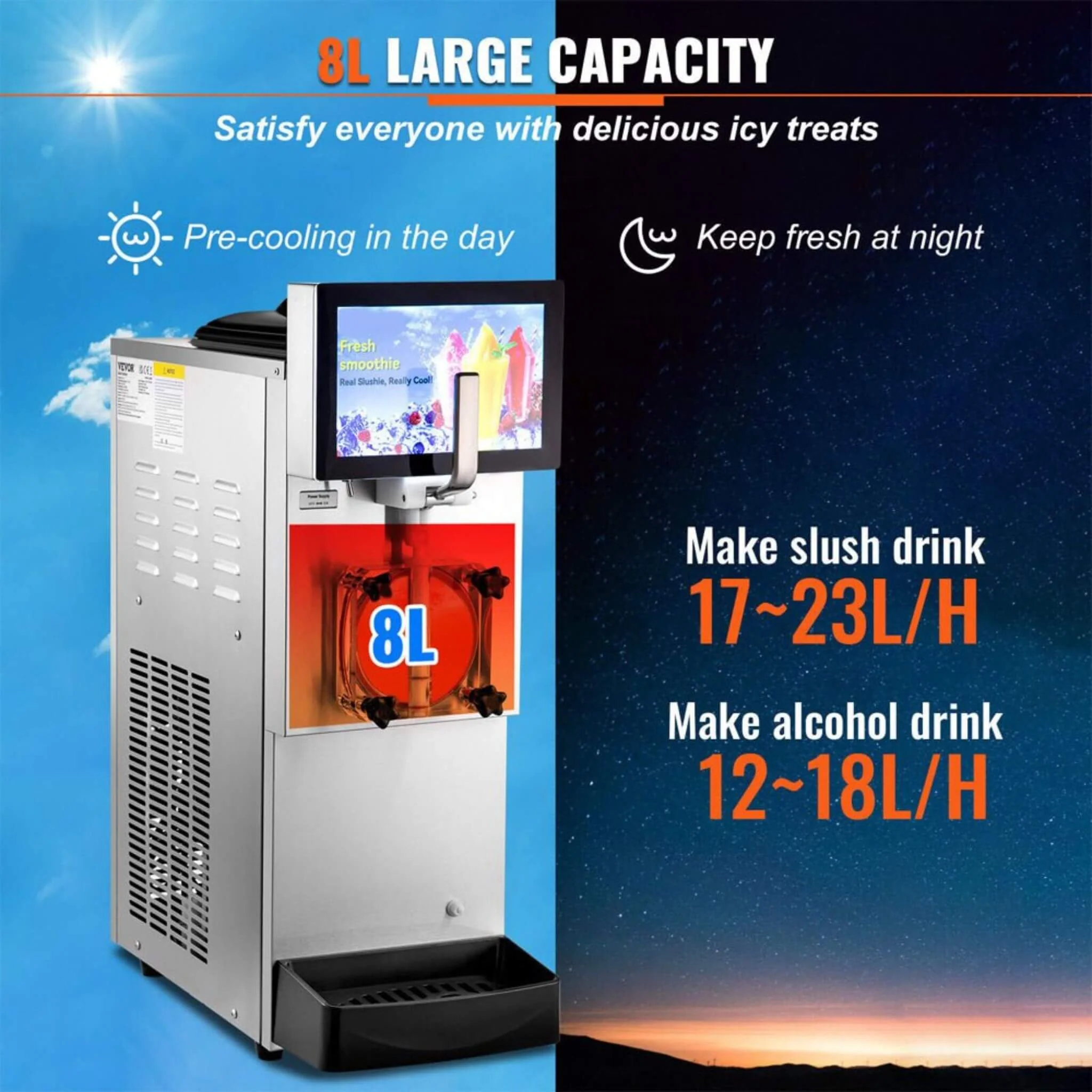 8L Commercial 1050W Single Frozen Margarita Ice Slushy Drink Maker Machine (SAK94026) - Image 6