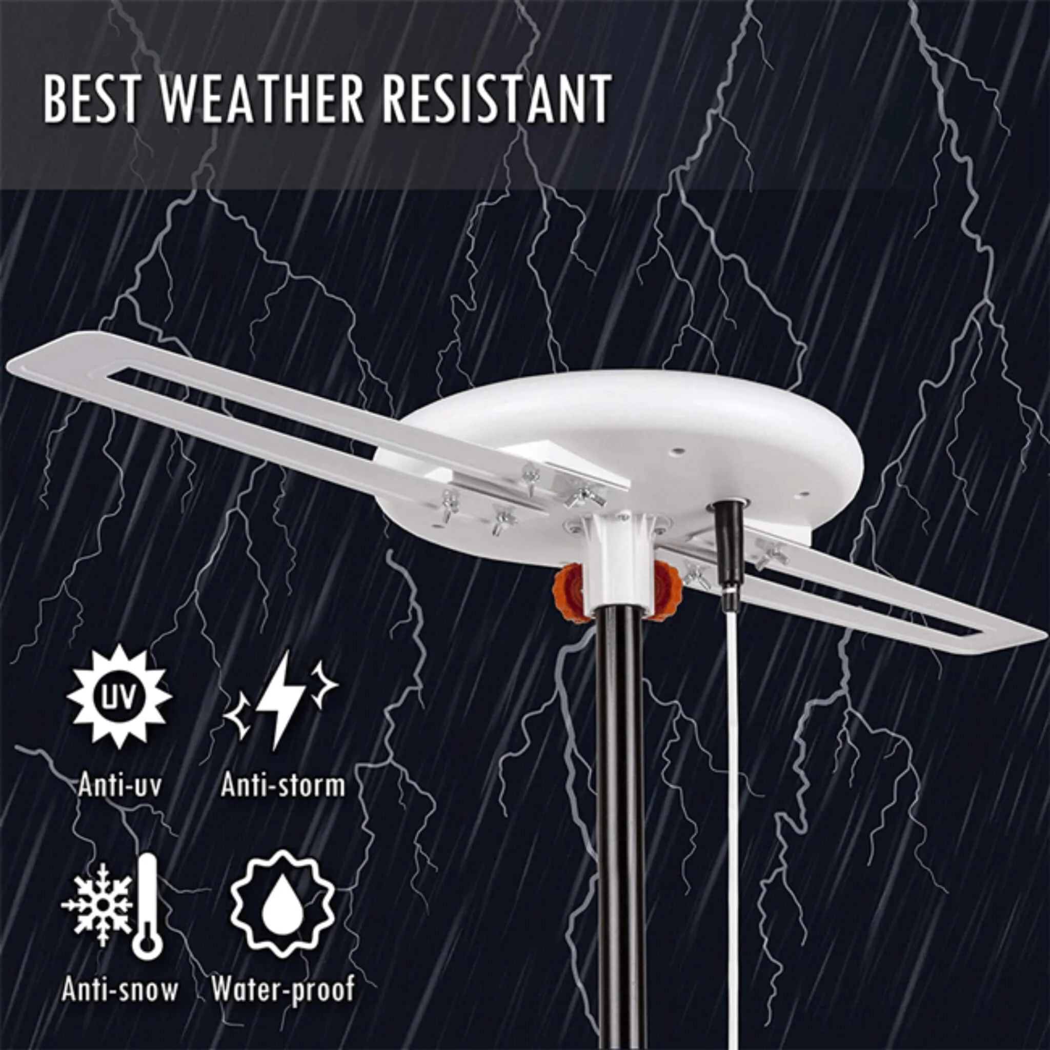 Amplified Outdoor Long Range Omni Directional Digital HDTV Antenna, 150 Miles (SAK91588) - Image 4