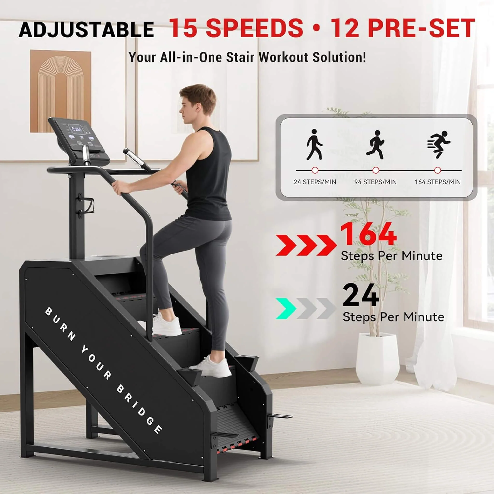 Rovix Commercial Stair Stepper With LED Display And 15 Resistance Levels (SAK91837) - Image 3