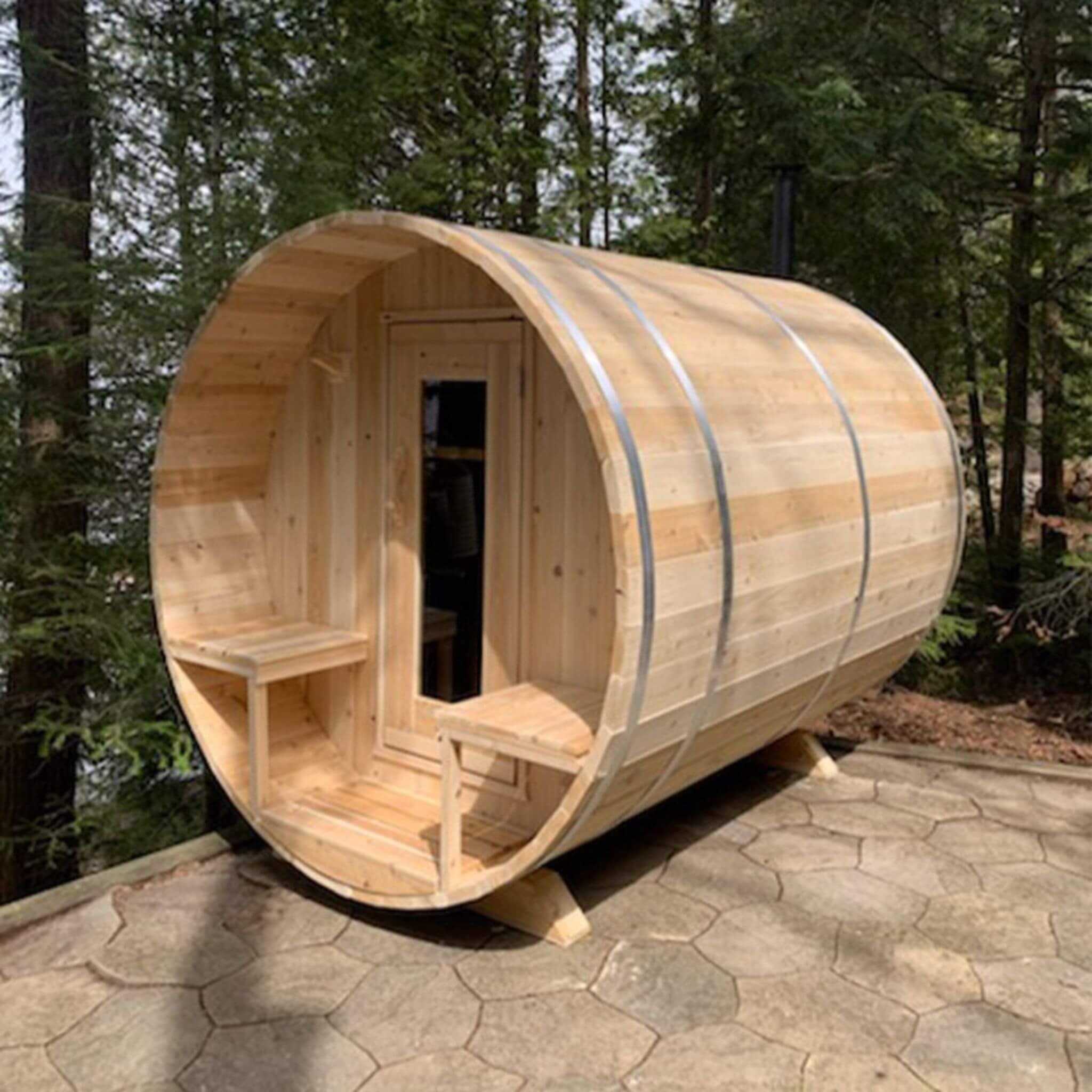 Dundalk Leisurecraft 4-Person Canadian Timber Serenity Barrel Sauna With Solid Wood Benches [CTC2245W] (SAK94862) - Image 8