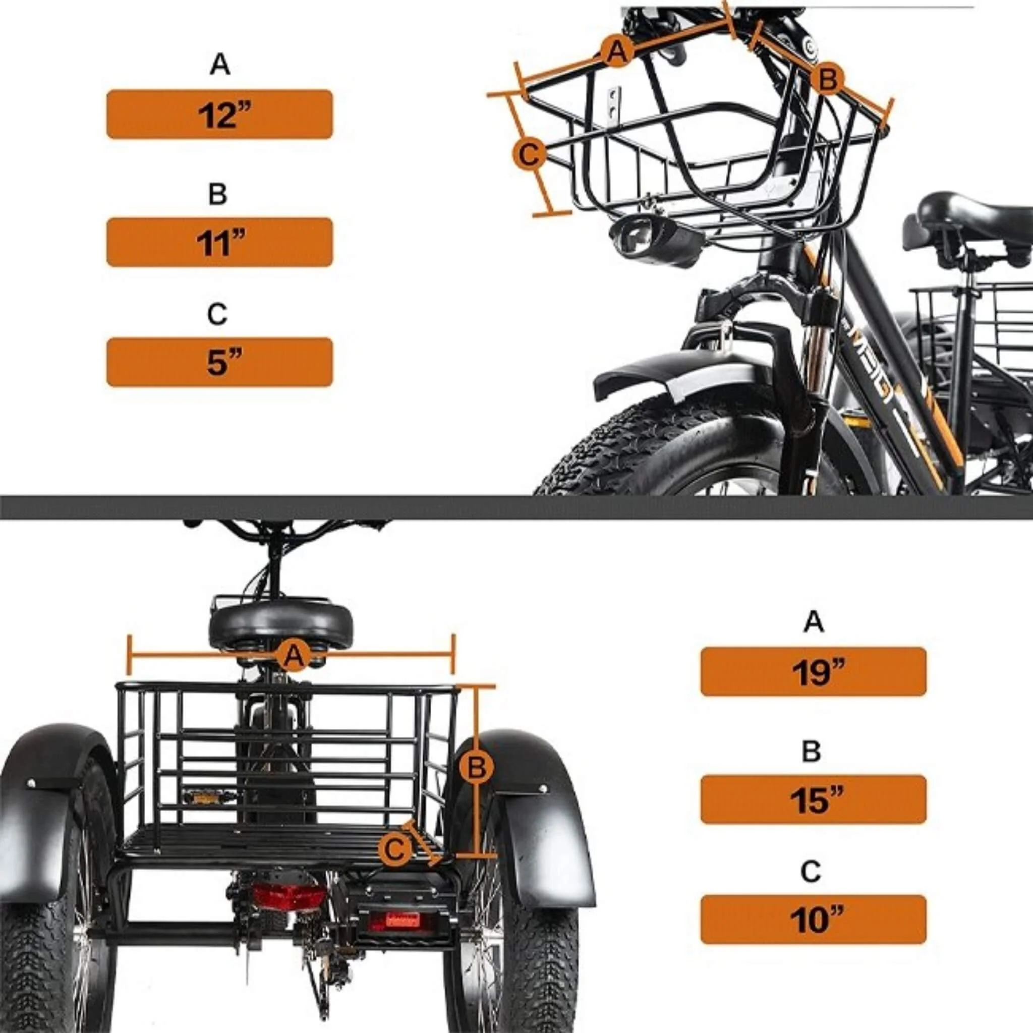 Dwmeigi MG1703 Zeus 20-Inch 48V/18.2Ah 750W Fat Tire Electric Trike, 330LBS (SAK93144) - Image 13