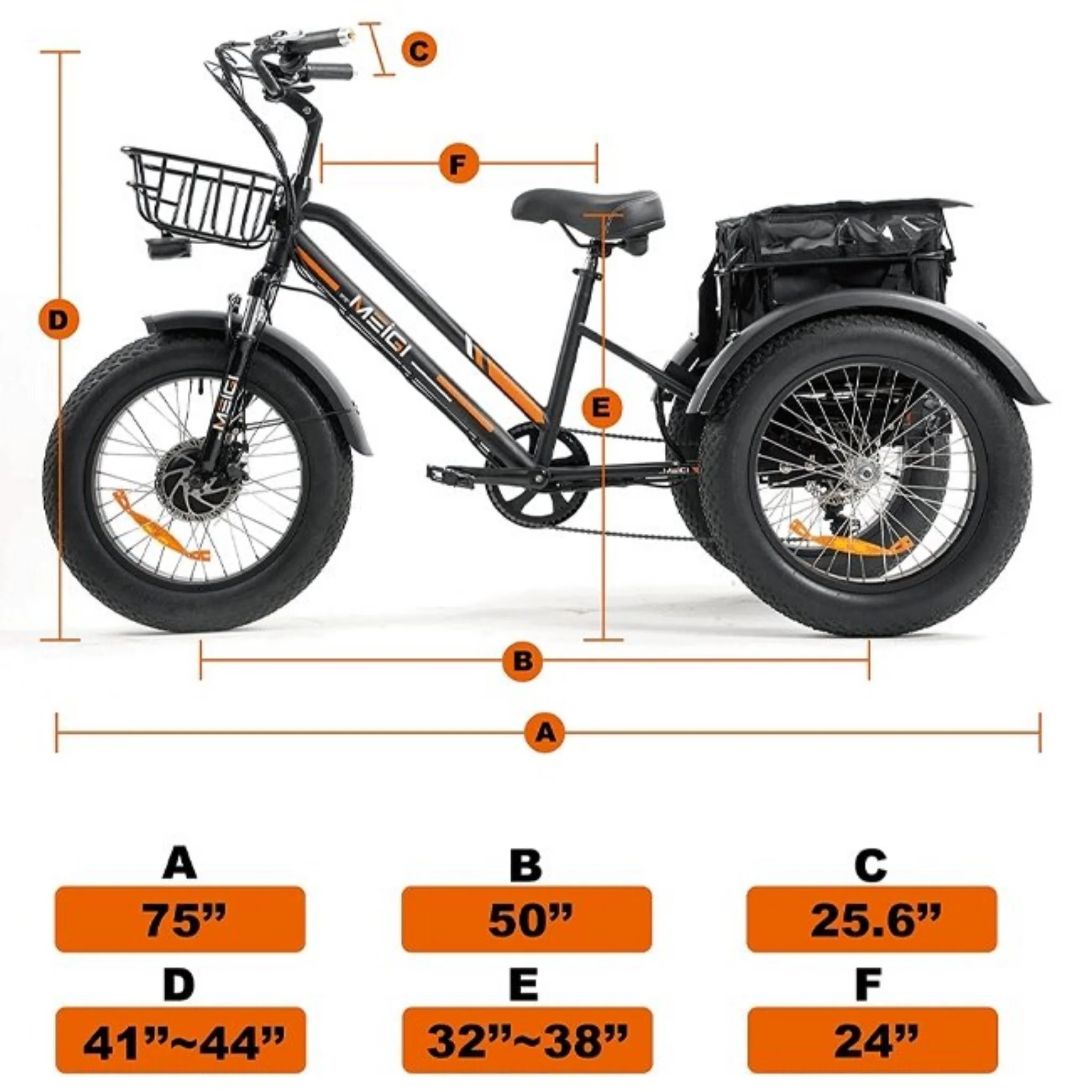 Dwmeigi MG1703 Zeus 20-Inch 48V/18.2Ah 750W Fat Tire Electric Trike, 330LBS (SAK93144) - Image 14