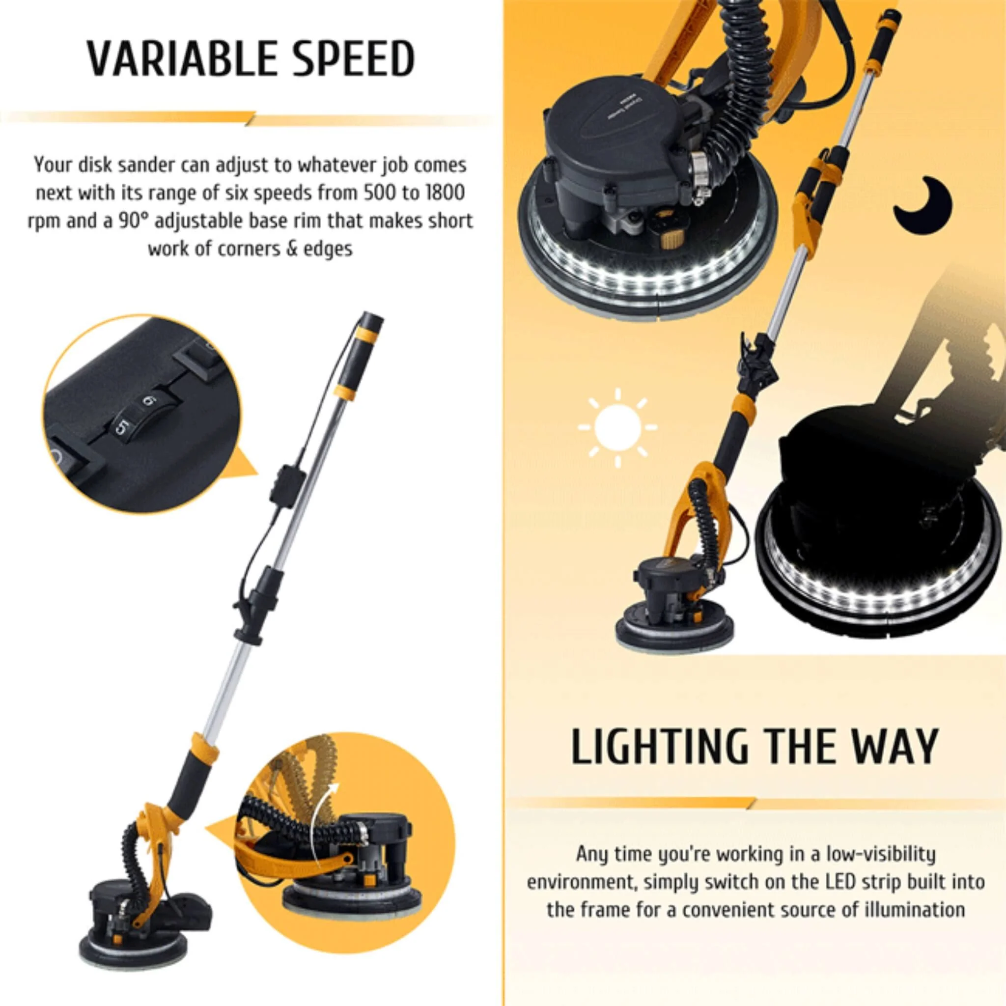 Preenex Electric Powered Drywall Sanding Machine W/ Dust Collection, 800W (SAK94763) - Image 3
