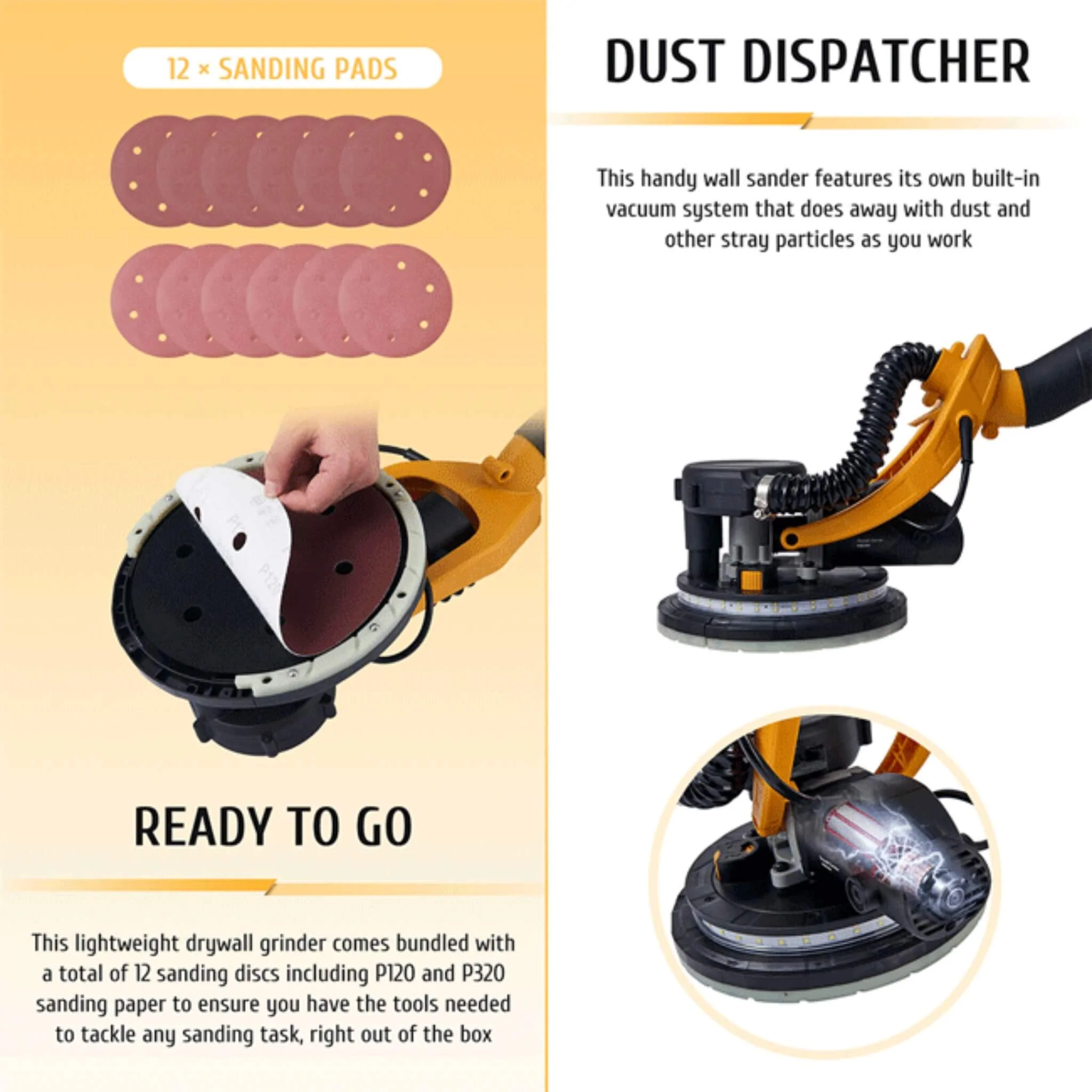 Preenex Electric Powered Drywall Sanding Machine W/ Dust Collection, 800W (SAK94763) - Image 4