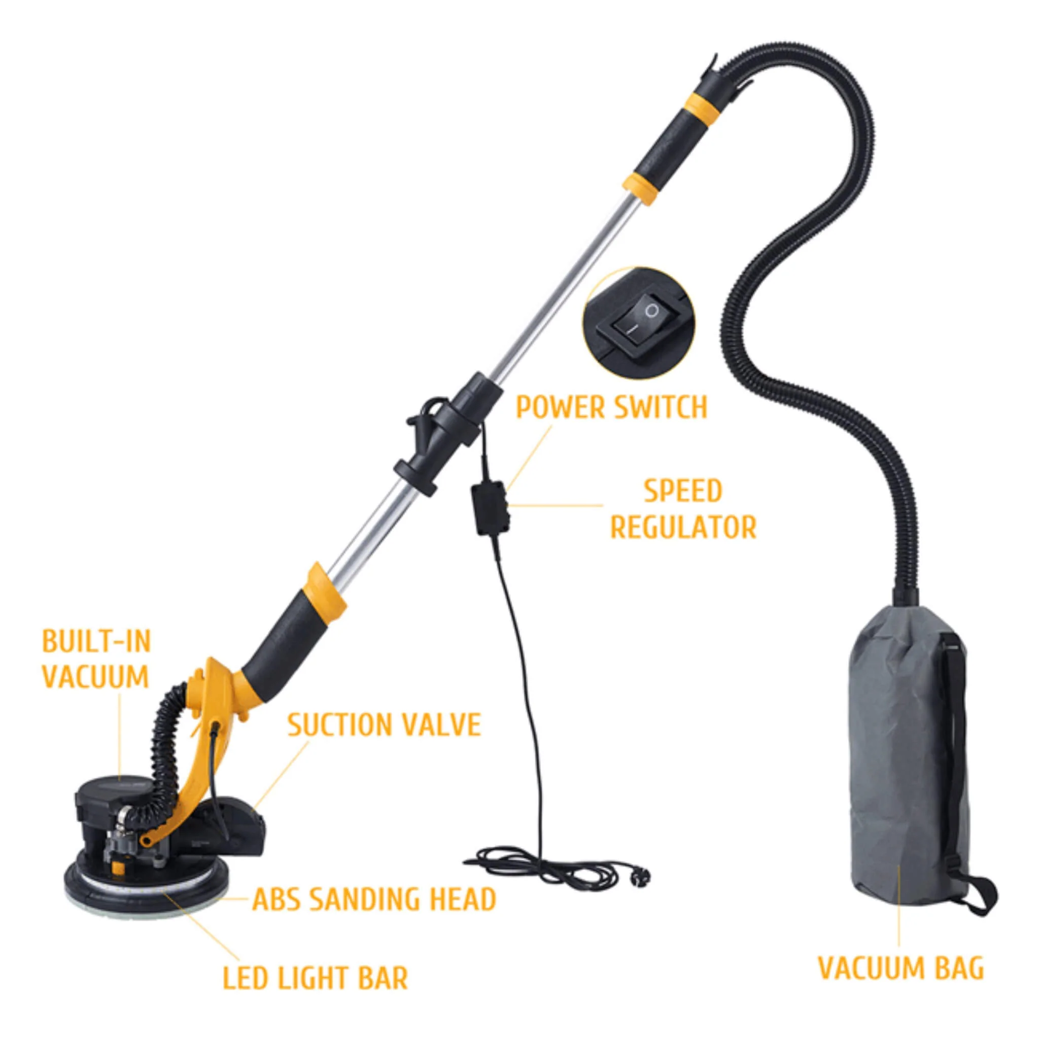 Preenex Electric Powered Drywall Sanding Machine W/ Dust Collection, 800W (SAK94763) - Image 5