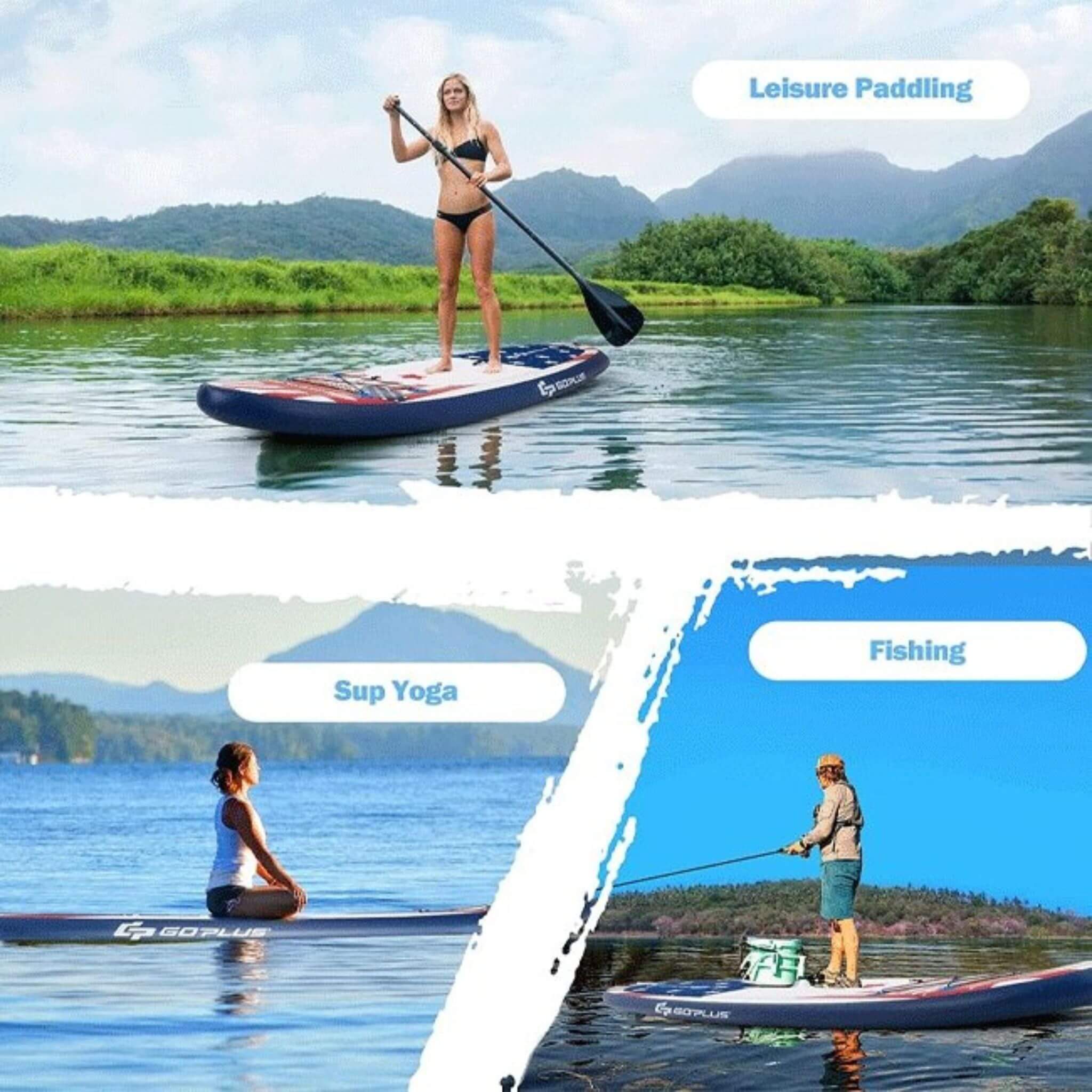 GoPlus 11FT Inflatable Stand Up Surfboard Paddle Board W/ Aluminum Paddle (SAK58739) - Image 12
