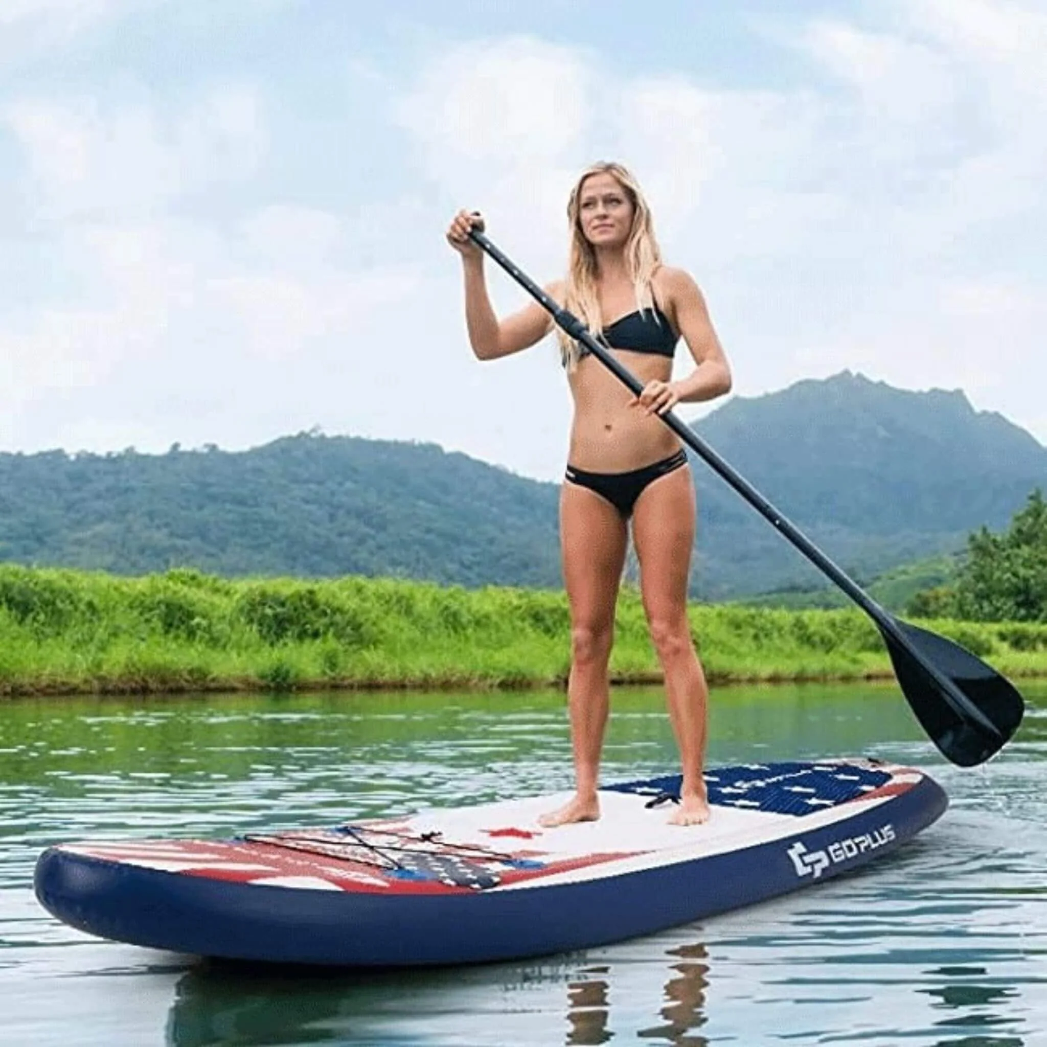 GoPlus 11FT Inflatable Stand Up Surfboard Paddle Board W/ Aluminum Paddle (SAK58739) - Image 4