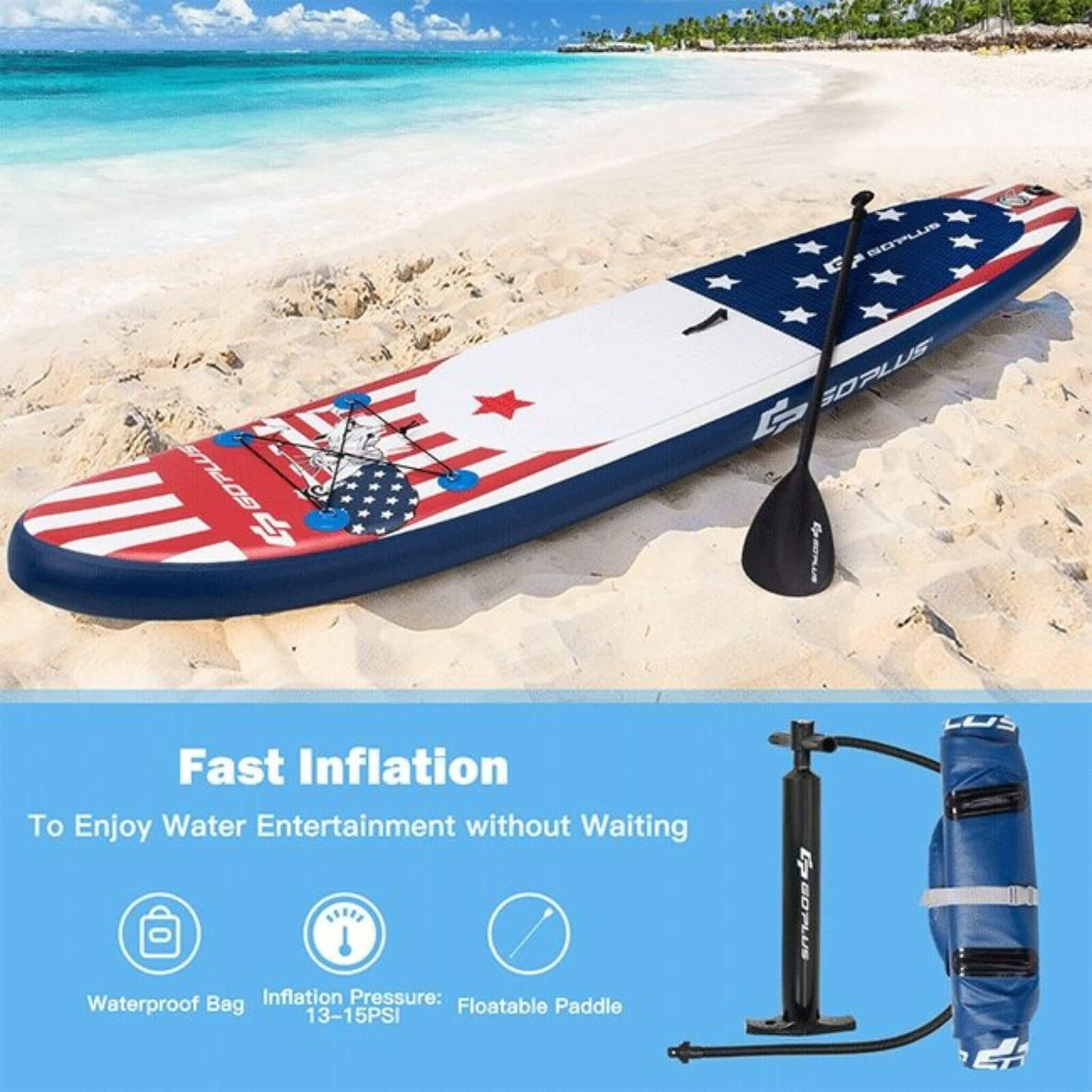 GoPlus 11FT Inflatable Stand Up Surfboard Paddle Board W/ Aluminum Paddle (SAK58739) - Image 8